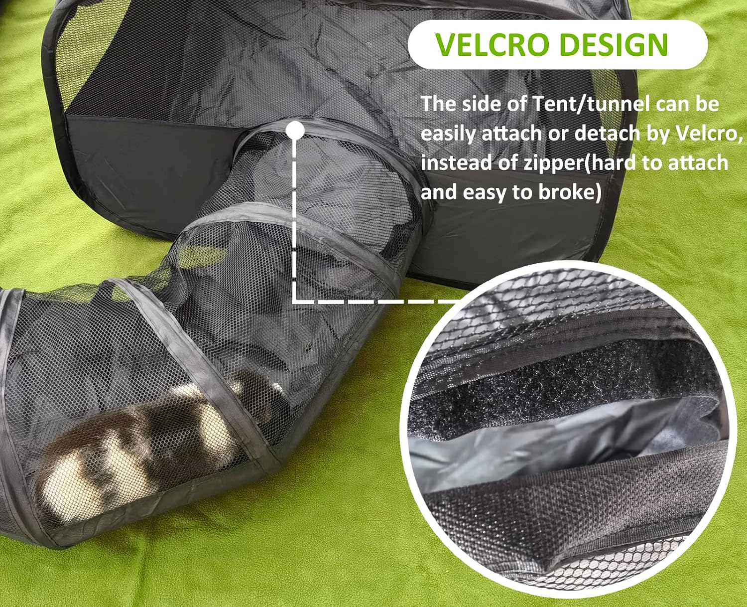 Guinea Pigs Playpen with Surround Tunnel,Pop Open Tent with Tube for Dwarf Rabbits,Chinchilla,Ferret and Other Small Animals to Run and Exercise Indoor or Outdoor (Playpen with Tunnel) - Image 2