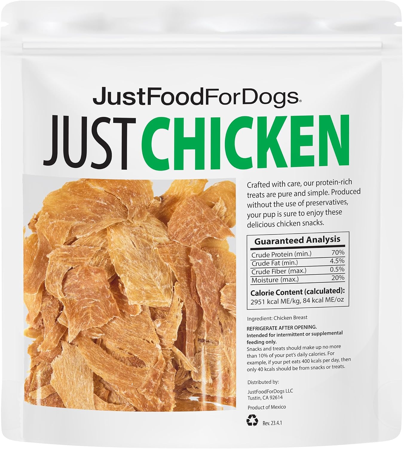 Just Food for Dogs Single Ingredient Healthy Dog Treats and Dog Snacks, Jerky Treats, Human Grade, Preservative and Grain Free, Rawhide Free Chews, Low Calorie Treat - Chicken Breast, 5 oz - Image 2