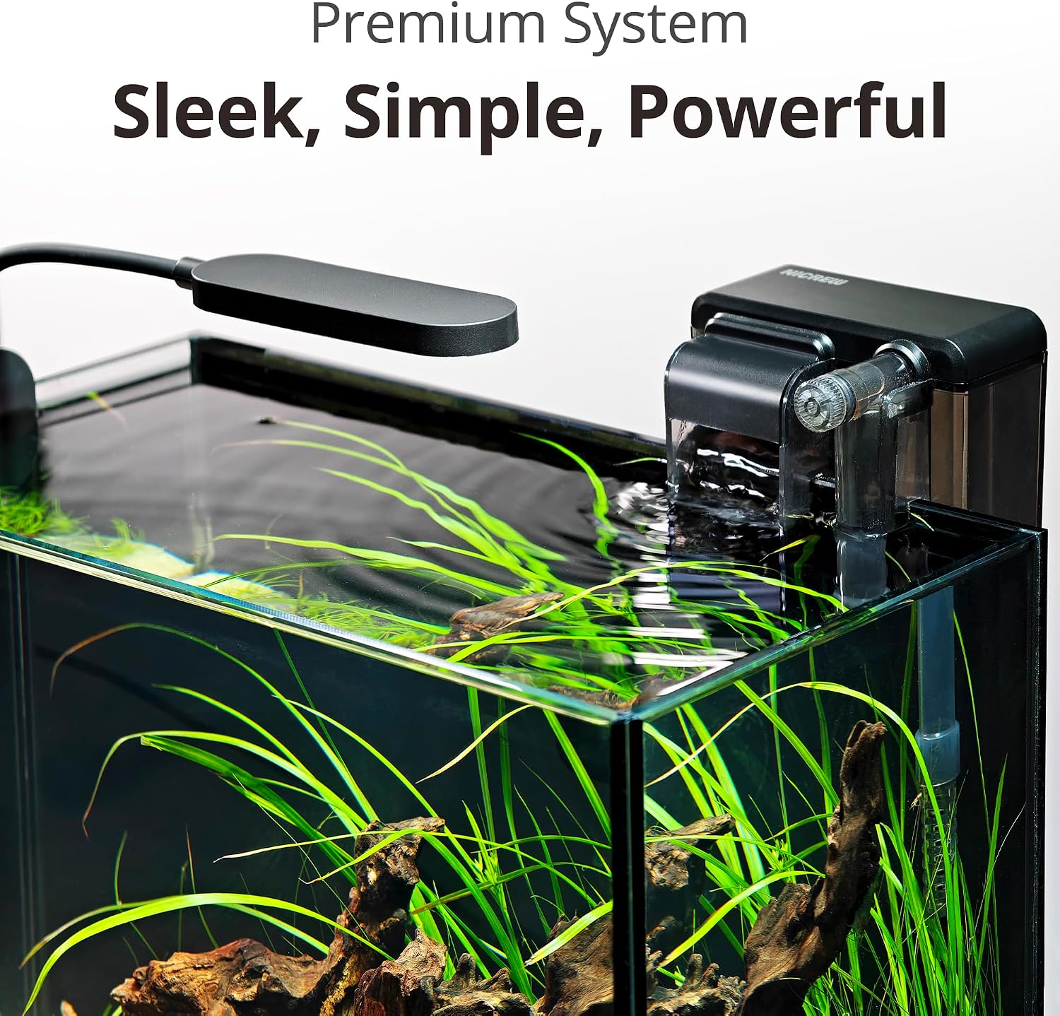 NICREW 2.5 Gallon Nano Nature Aquarium Kit, Ultra-Clear Rimless Desktop Fish Tank with Light, Filter, Gravel and Rock, Perfect for Small Fish, Shrimp, or Betta, Complete Version, Black - Image 4