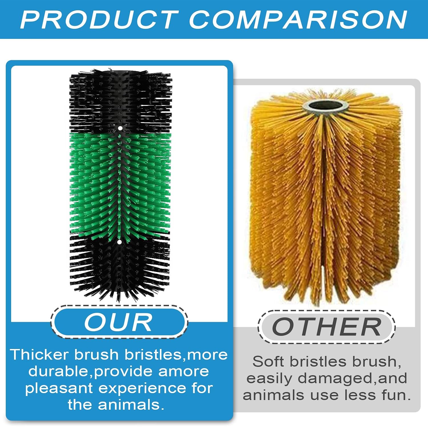 2psc Livestock Scratching Brush with 8 Screws – Cattle and Horse Grooming Brushes, Itch Relief for Horse, Goat, Cattle,Cow,Sheep, and Pig,Animal Back Scratching – Black & Green - Image 6