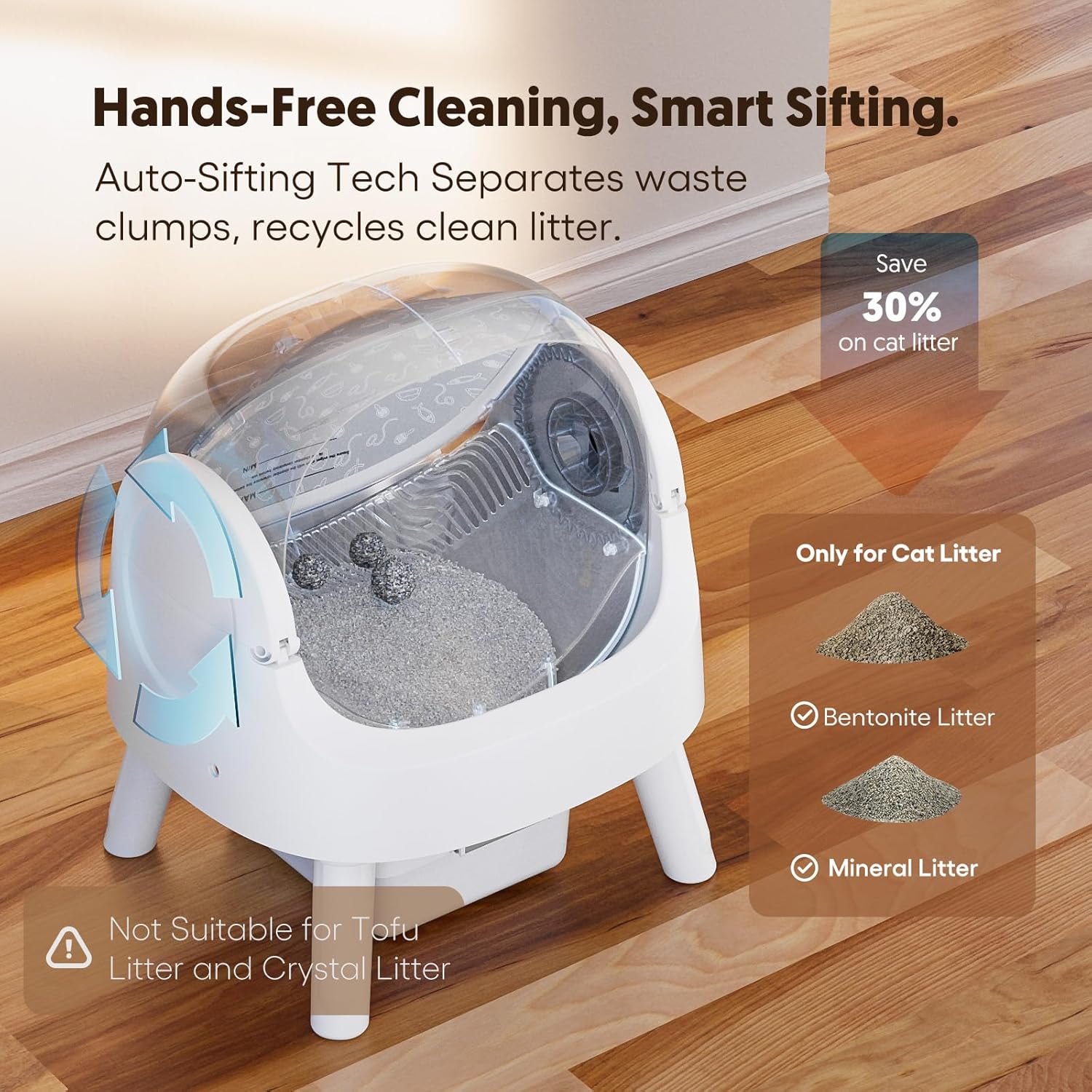 Self Cleaning Cat Litter Box, Automatic Litter Box for Multiple Cats, Integrated Safety Protection with Open-Top Design - Image 3