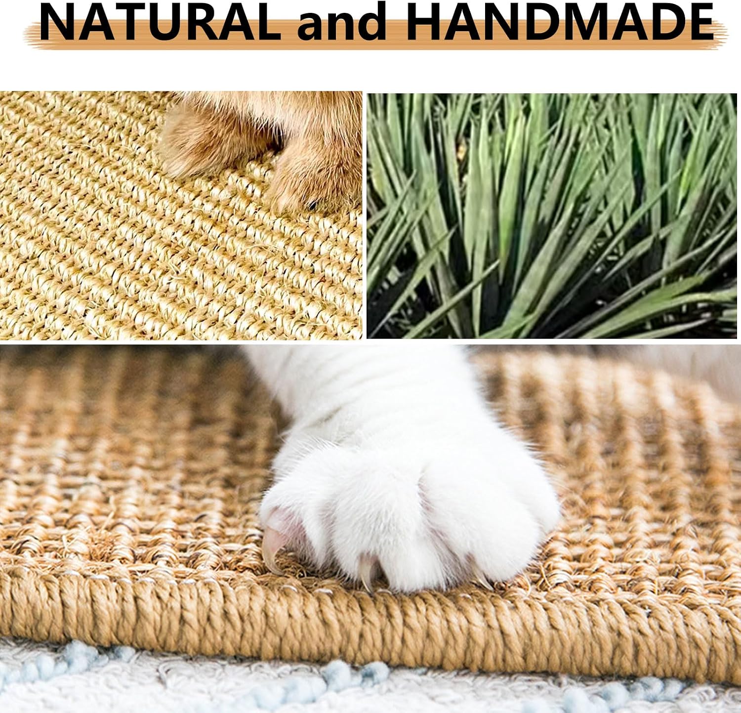 Oncpcare 2PCS Rabbit Scratch Mat Natural Bunny Scratching Pad Claws and Teeth Care Rabbit Mats for Cages Chew Toys for Bunny Pet Cage Bedding for Biting Sleeping Nesting, 16x12 - Image 4