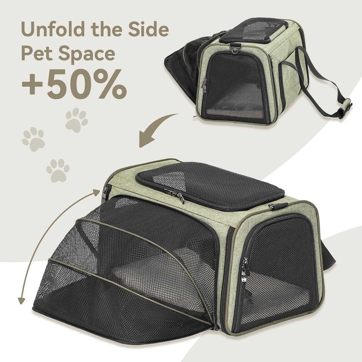 Petsfit Expandable Rabbit Carrier Small Cat Carrier Airline Approved, 16X10X9 Inches Soft-Sided Portable Small Animal Travel Bag for Kitten/Puppy/Bunny/Guinea Pig - Image 3