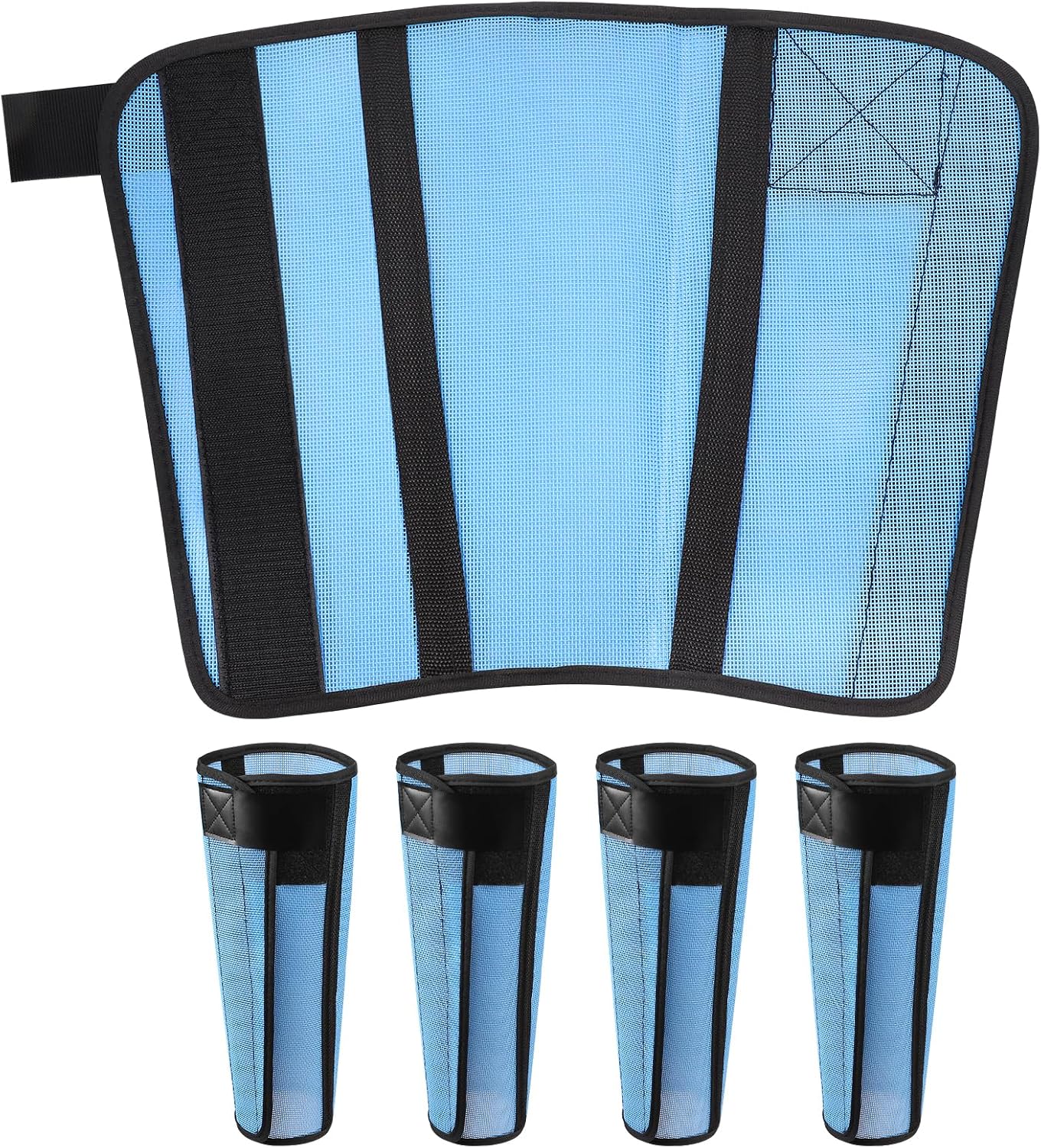 Fly Boots for Horses Set of 4, Horse Fly Boots with Reinforced Stitching, Extra-Wide Adjustable Hook & Loop Strap for Secure Fit, Breathable Mesh Fly Leg Wraps for Horse (4Pack, Blue) - Image 2