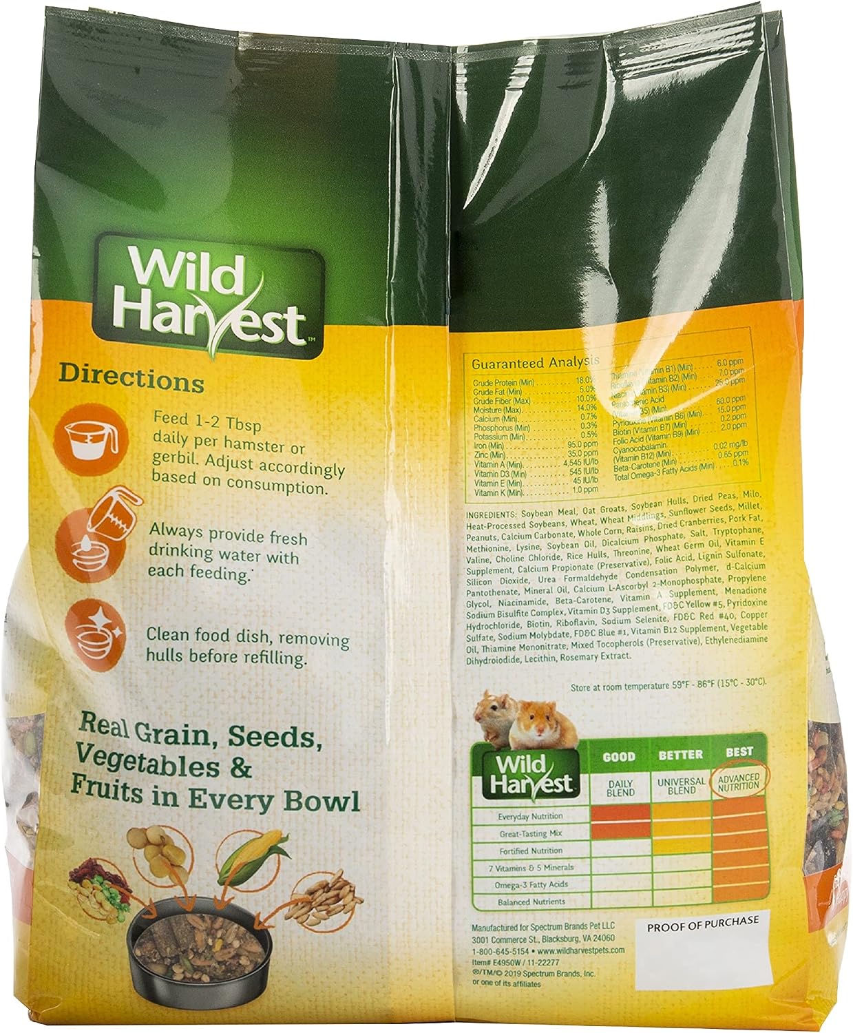 Wild Harvest Hamster And Gerbil Advanced Nutrition Diet, 4-Pound, Multicolor, One Size (E1950W), 4 pounds - Image 4