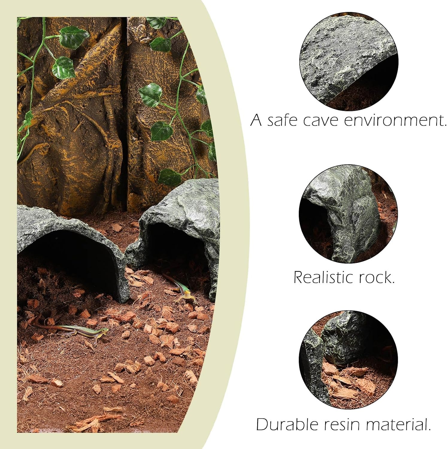 IBWell 9.1 Inch Reptile Hides Resin Tortoise Hideout for Hiding and Basking Aquarium Rock Caves for Snake Bearded Dragon Fish Lizard - Image 6