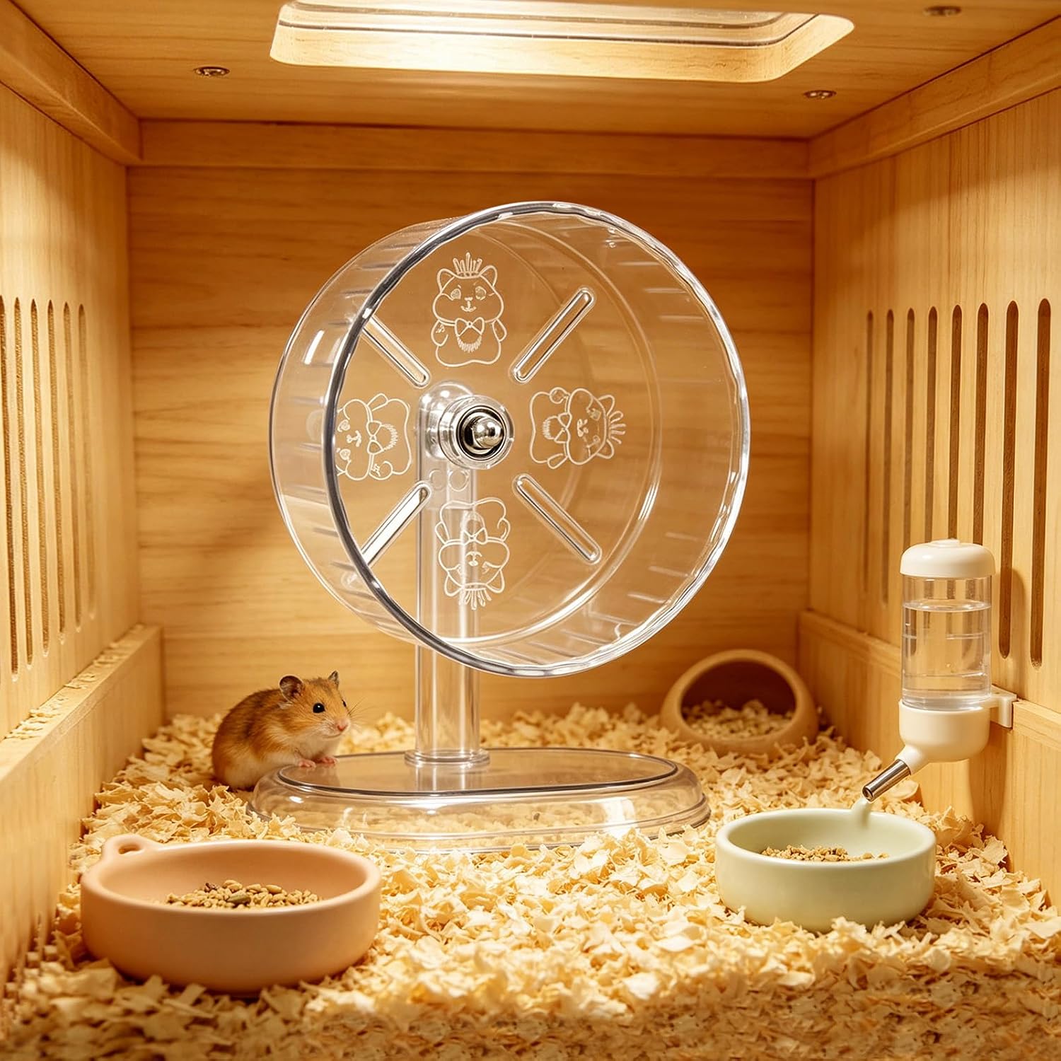Hamster Exercise Wheel,Super-Silent Small Animals Exercise Wheels,Quiet Hamster Running Wheels with Adjustable Stand for Hamsters,Gerbils,Rats,Other Small Pets(Transparent, 7 inch) - Image 3