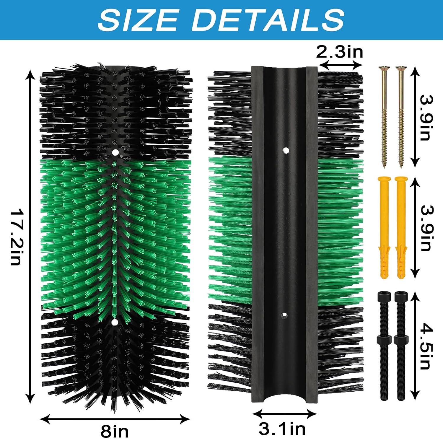 2psc Livestock Scratching Brush with 8 Screws – Cattle and Horse Grooming Brushes, Itch Relief for Horse, Goat, Cattle,Cow,Sheep, and Pig,Animal Back Scratching – Black & Green - Image 2