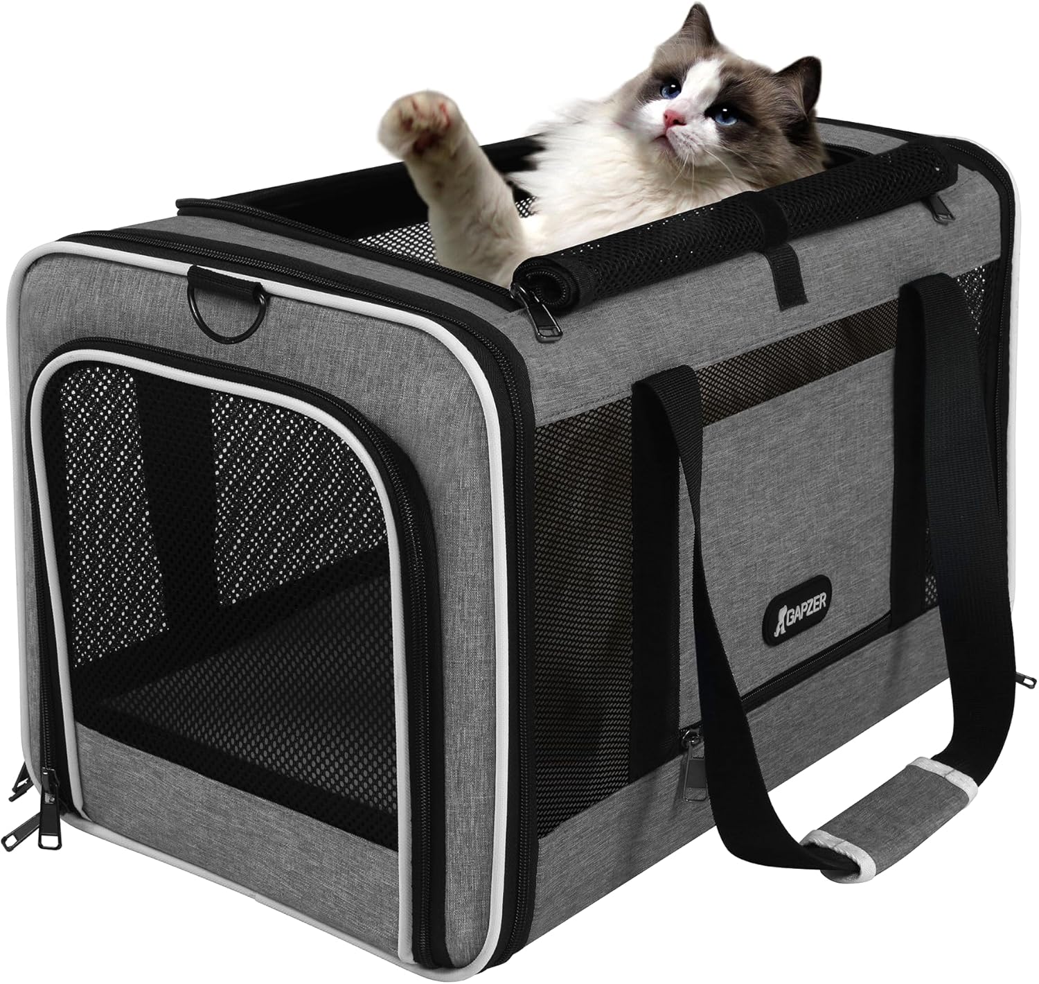 GAPZER Cat Carrier 18x11x11 Top Load, Soft-Sided Pet Travel Bag Over 15 lbs | Collapsible Small Dog Puppy Crate 10 Pound, Small Animal Rabbit Kennel Carrying Case, Kitten Mesh Cage Medium Cat Under 25 lb - Image 9