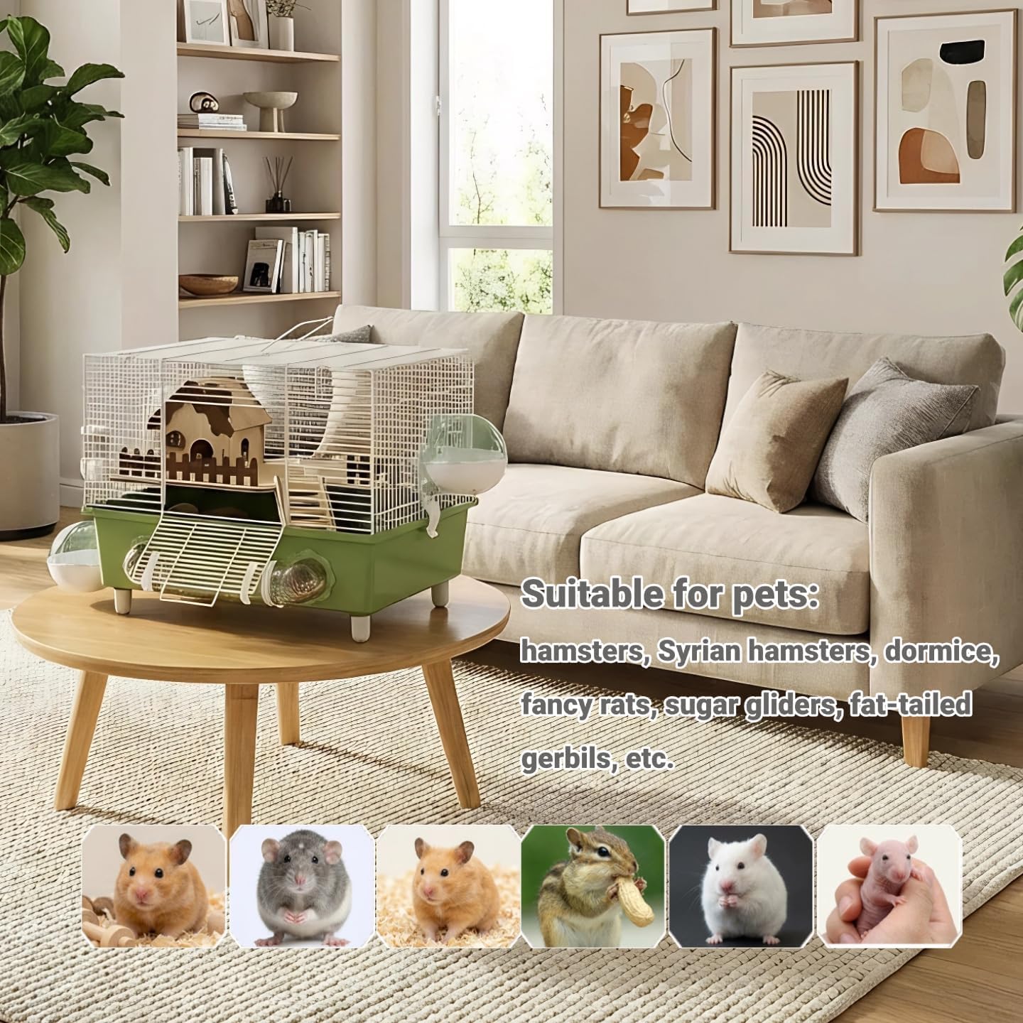 18.5" Bite-Proof Metal Hamster Cage, Fully Equipped, Easy Clean | With Running Wheel, Hideout, and Platform – a Small Animal Cage Suitable for Dwarf Hamsters, Mice, Rats, and Guinea Pigs - Image 8