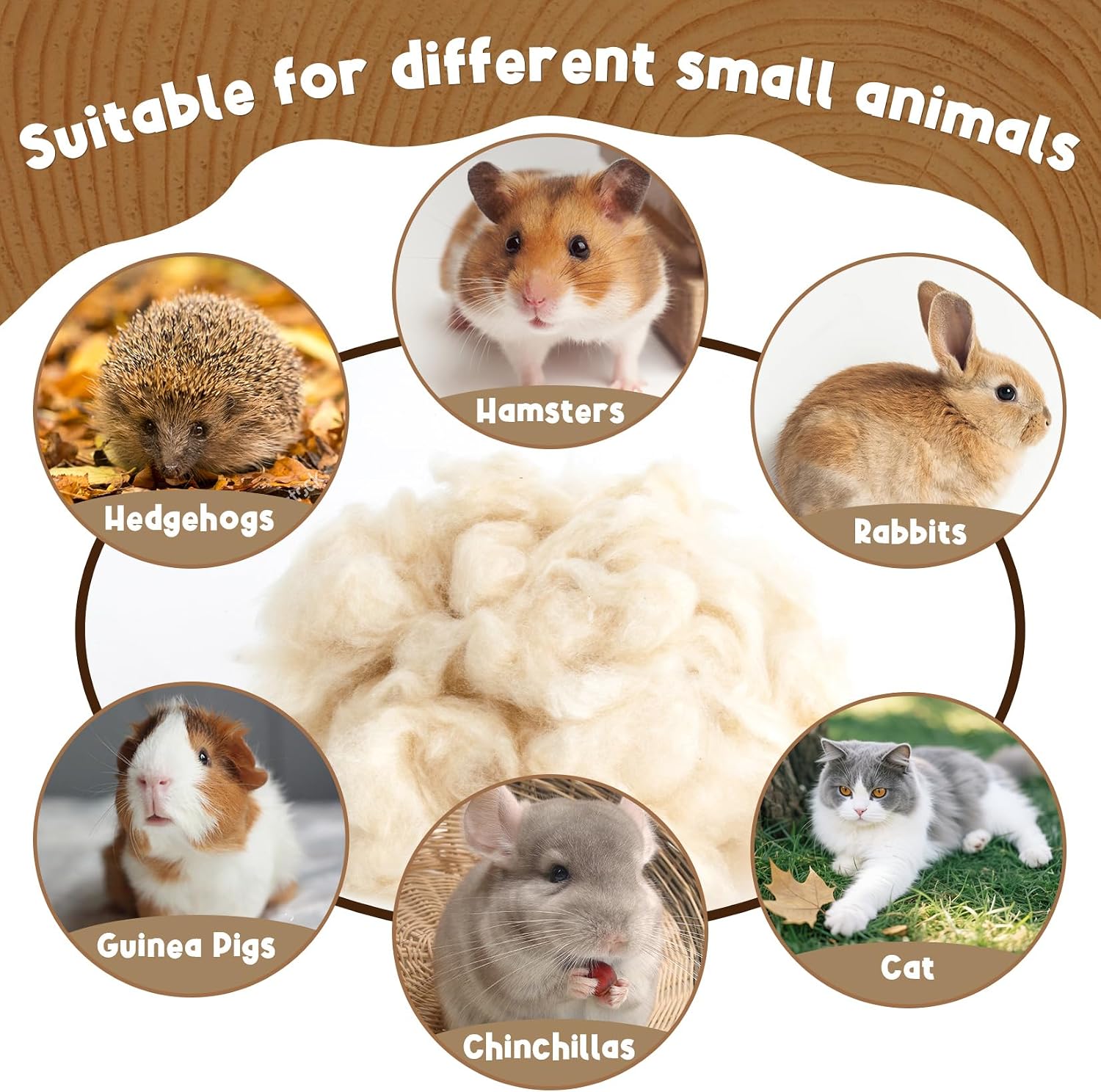 Sukh Natural Kapok Hamster Bedding - Natural Kapok Pet Bedding Dog Bed Stuffing Filling Stuff Animal Pack Pet Supplies for Cat Guinea Pig Chicken Bunny Duck Nesting Boxes Soft Warm Dust-Free 3.5OZ - Image 4