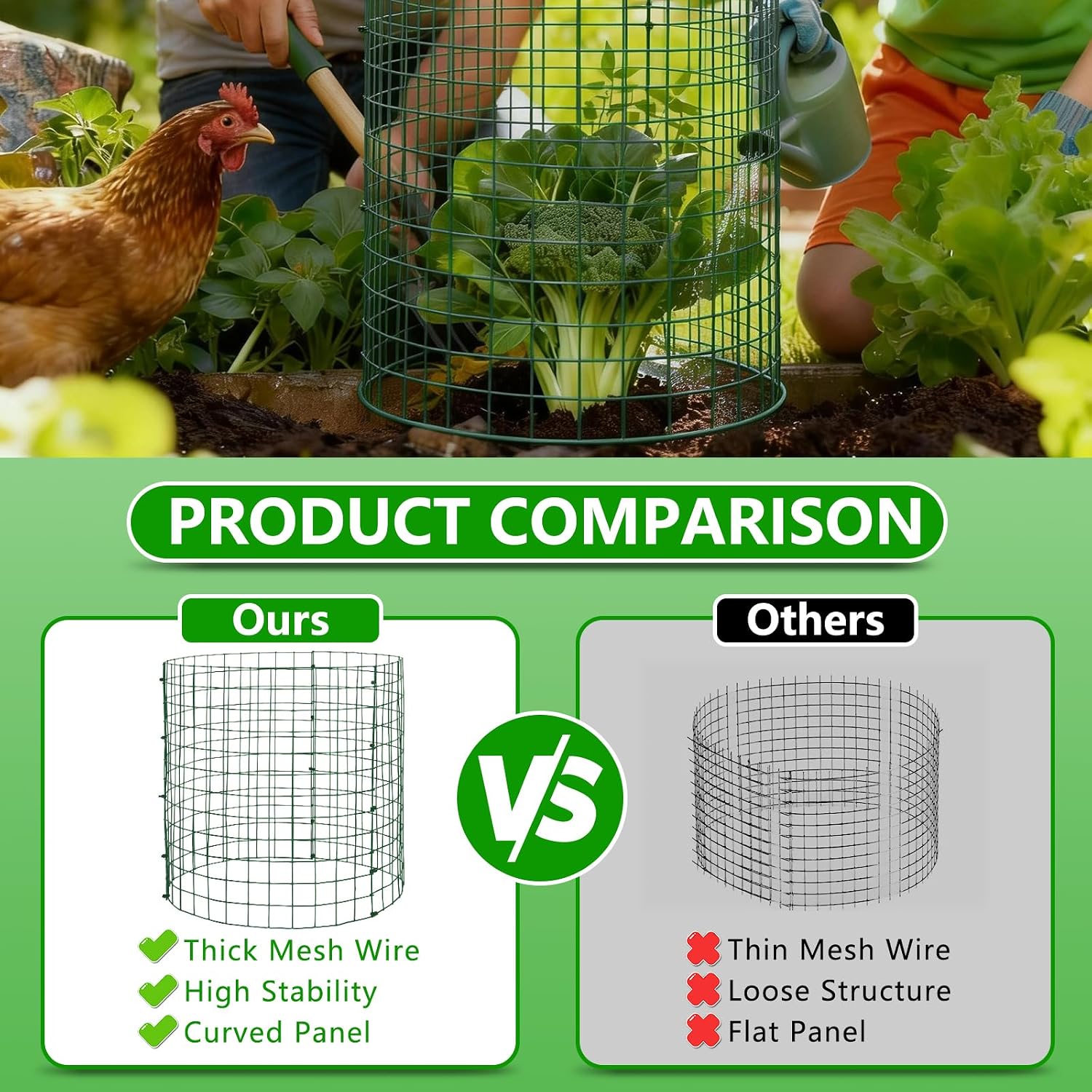 6 Pack 12x12 Inch Plant Protector from Animals, Wire Plant Cages Mesh Garden Plant Protector, Sturdy Wire Cloche Plant Protectors for Keeping Animals Bunny Chicken Squirrels Out - Image 7