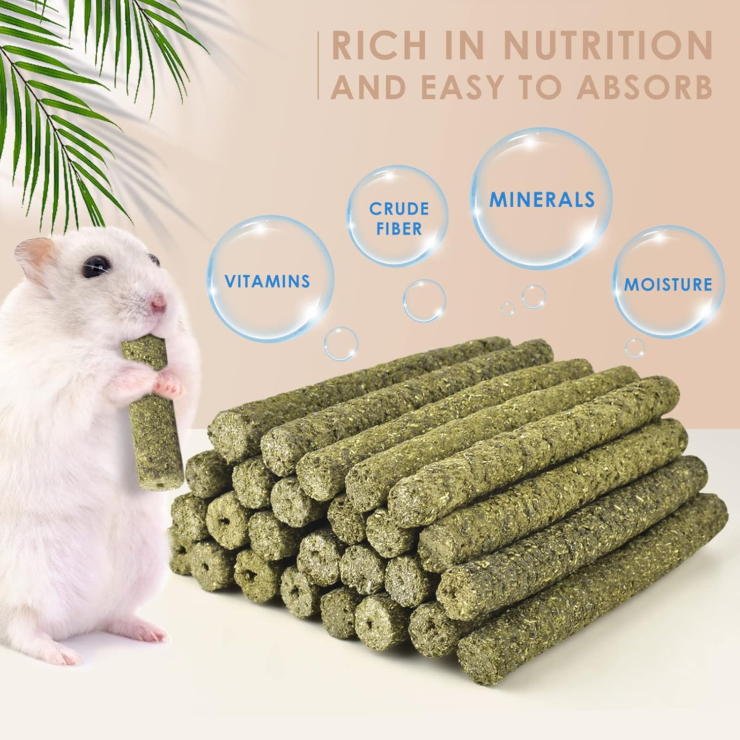 Bissap Timothy Hay Sticks for Rabbits 38PCS, Natural Timothy Grass Molar Teeth Stick Chew Toys for Bunnies Chinchillas Guinea Pigs Hamsters and Other Small Animals Treats - Image 2