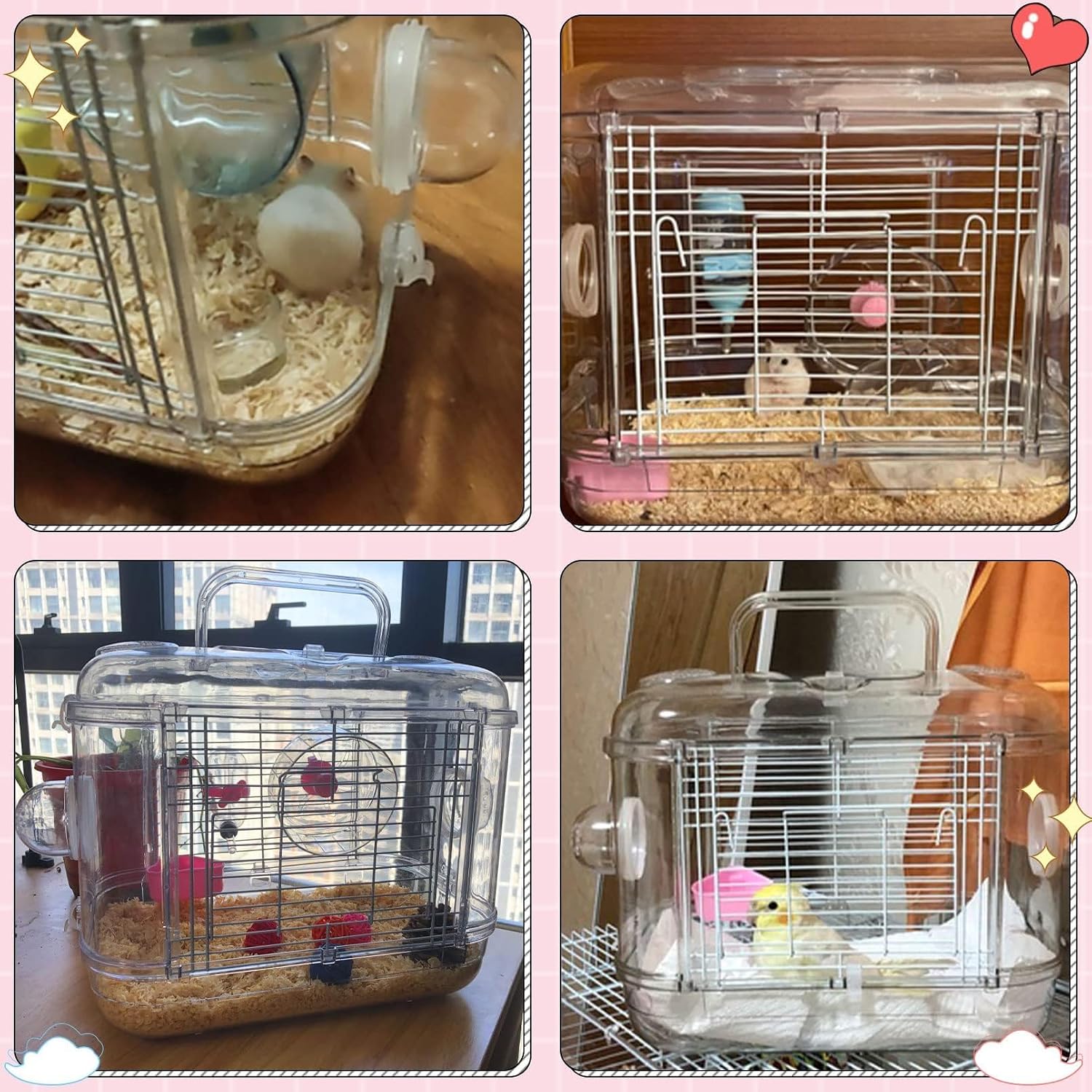 Kathson Small Animal Carry Cage for Hamsters, Gerbils, Mice - Transparent, Portable, Convenient - Image 5