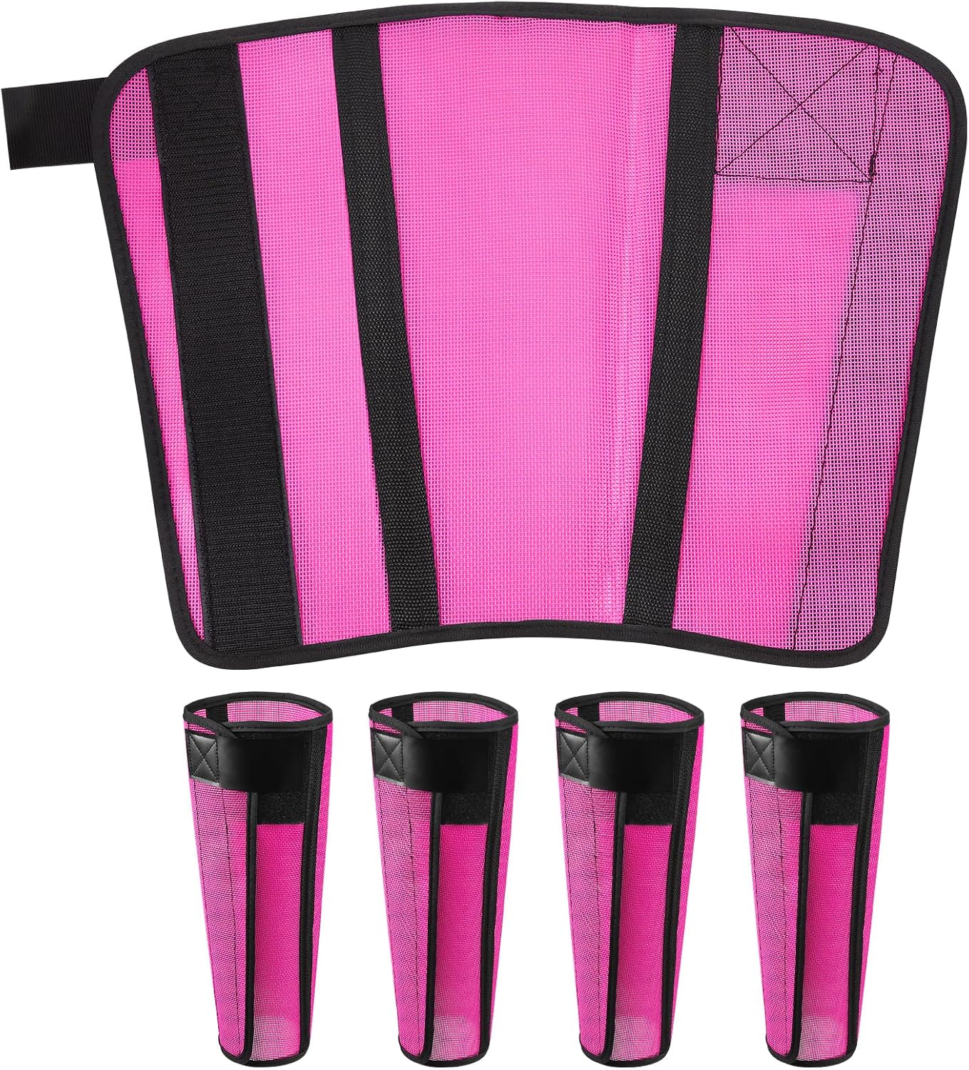 Fly Boots for Horses Set of 4, Horse Fly Boots with Reinforced Stitching, Extra-Wide Adjustable Hook & Loop Strap for Secure Fit, Breathable Mesh Fly Leg Wraps for Horse (4Pack, Pink) - Image 2