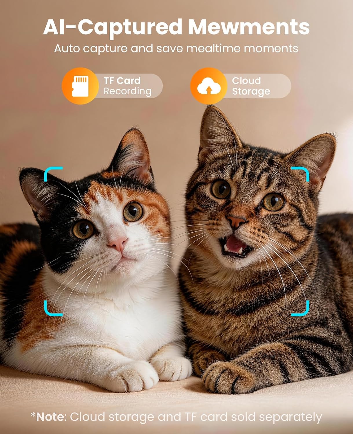 oneisall Automatic Cat Feeder with Camera for 2 Cats, 1080P HD Night Vision, 20 Cups/5L Cat Feeder Automatic, 2-Way Audio, Motion-Activated Alerts, 5G WiFi APP Remote Control Pet Feeder - Image 6