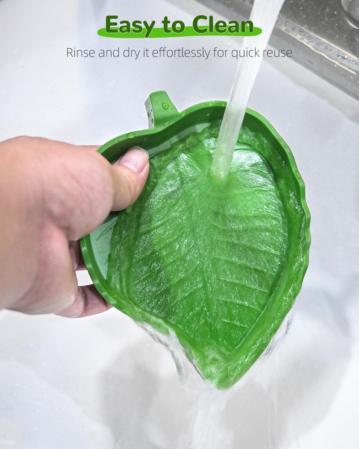 Pawfly 2 Pcs Leaf Reptile Water Dish, Reptile Water Bowl, Tortoise Habitat Accessories, Bearded Dragon Water Bowl, Pet Food Feeding Plate for Turtle Small Snake Lizard, 2 Sizes - Image 6