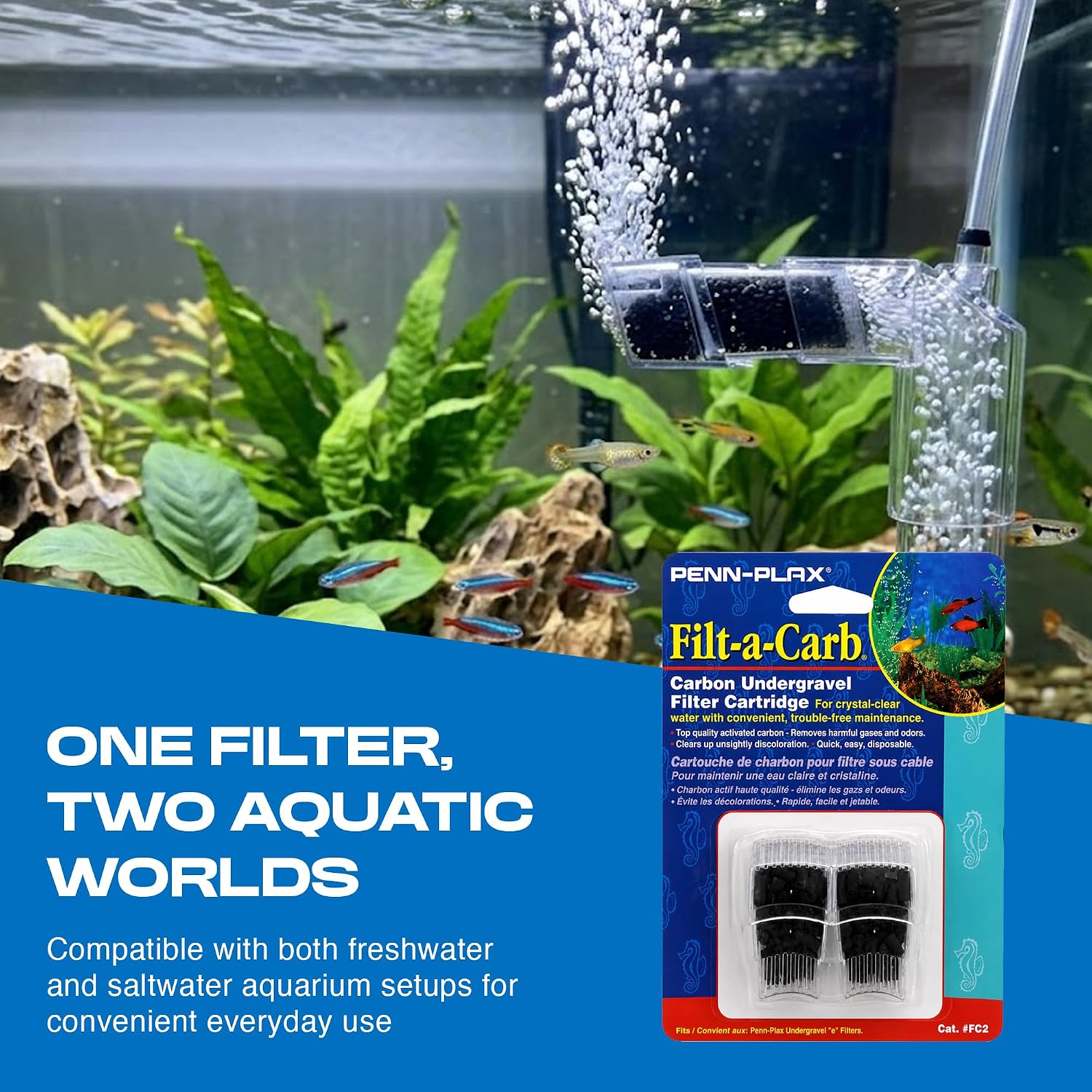 Penn-Plax Replacement Media (2 Pack) – Fits Multi-Pore and Undergravel “E” Filters – Provides Chemical Filtration (FC2) - Image 6