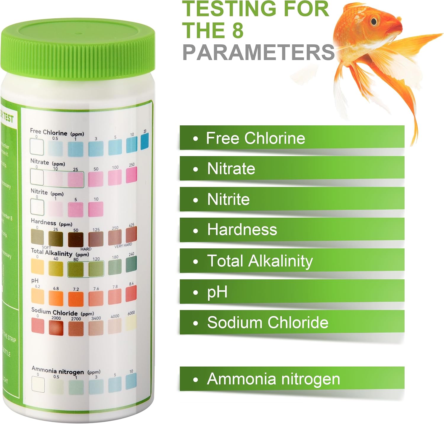 AAwipes Aquarium Ammonia Test Strips 8-in-1 |100 Strips | Quick & Accurate Water Testing for Freshwater & Saltwater Tanks -Test pH, Sodium Chloride, Alkalinity, Hardness, Chlorine etc. (K02-100) - Image 4