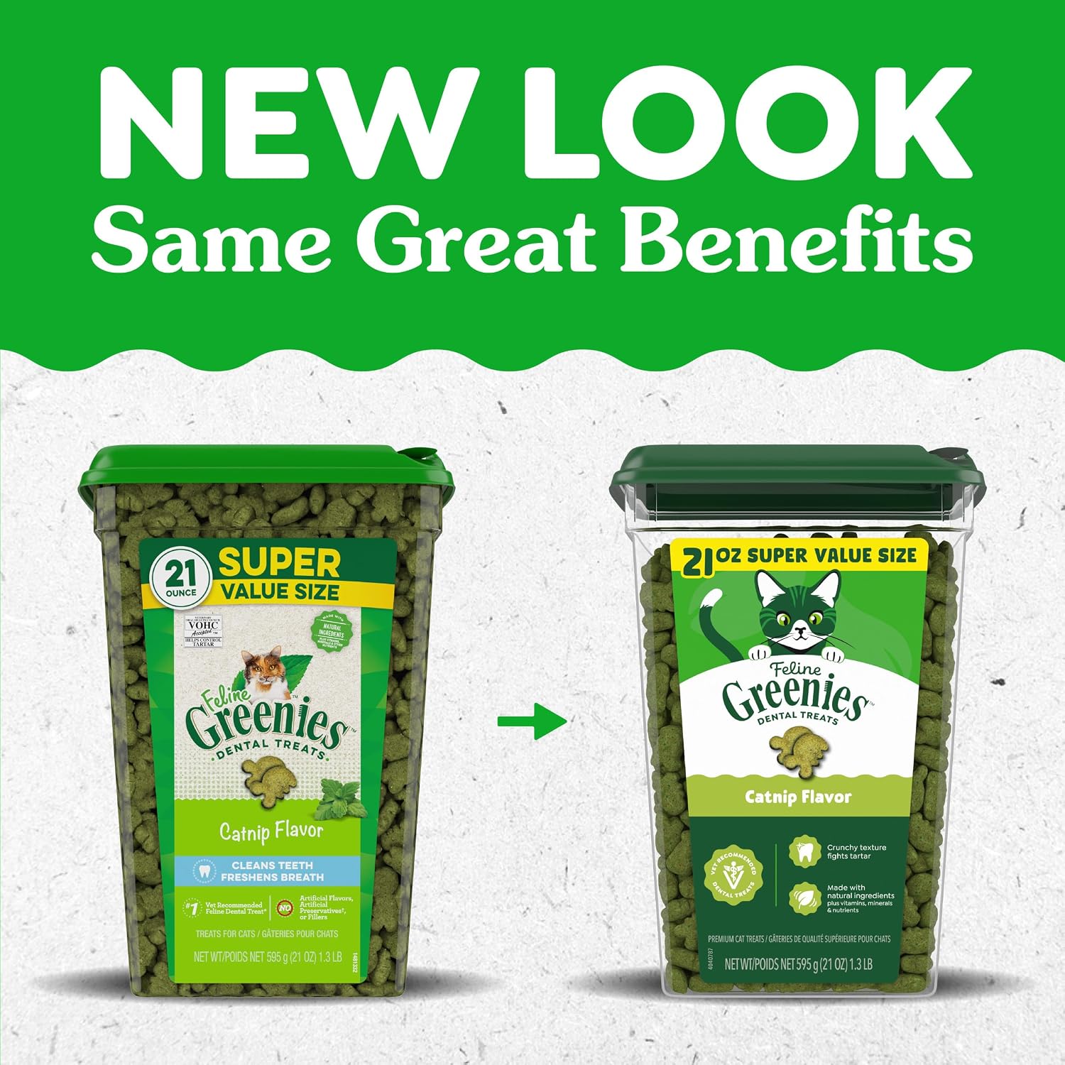 Greenies Cat Treats, Feline Veterinarian-Recommended Adult Natural Dental Treats, Catnip Flavor, 21 oz. Tub - Image 2