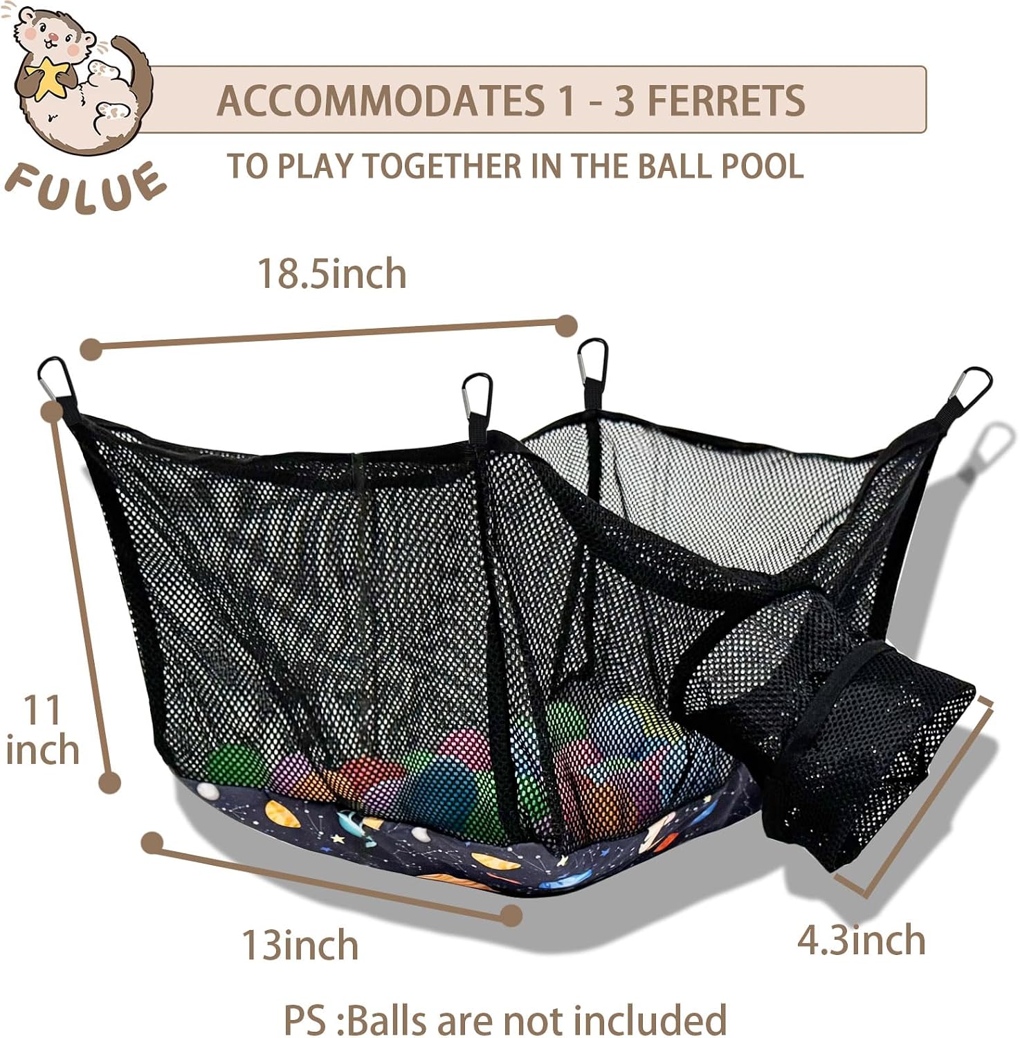 Ferret Ball Pit Hammock,Ferret Hammock Playpen Toy Box Cube for Cage Compatible with Tunnel System(Ball Not Included) - Image 6