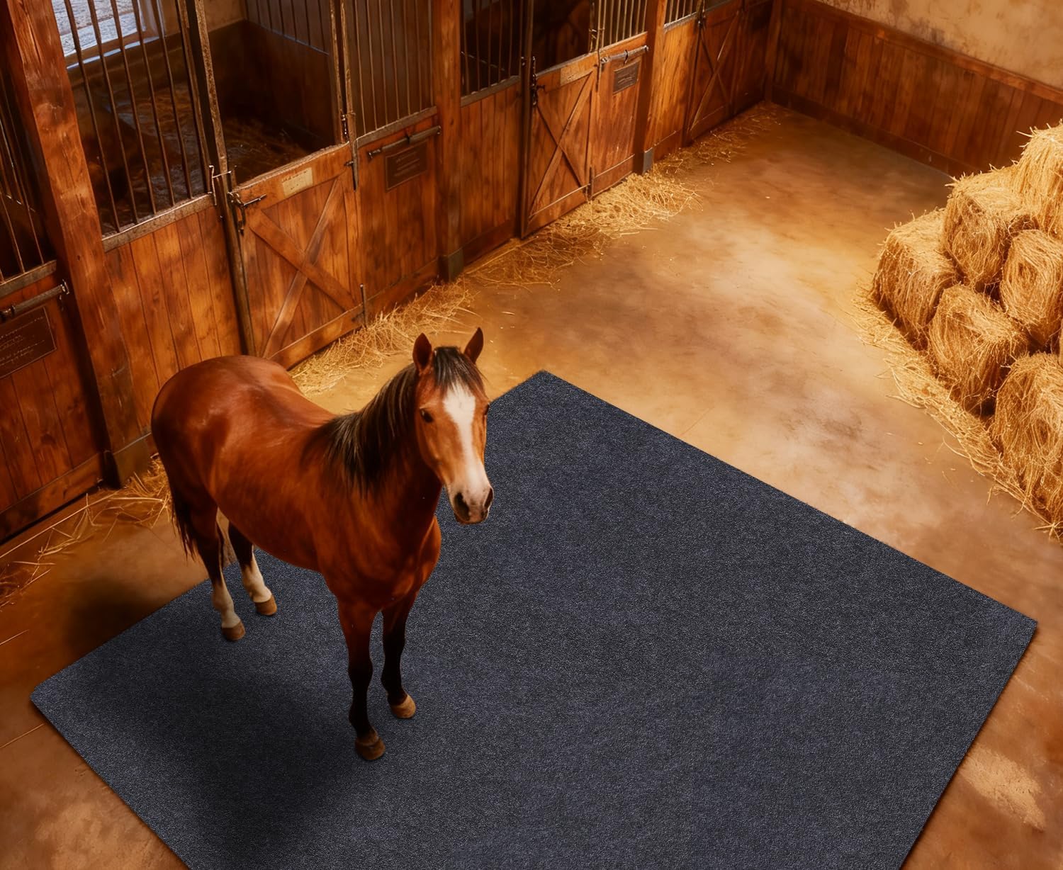 Under Horse/Stable Mats,8 x 10 FT Horse shed floor mat——Backing prevents liquid penetration,Duty Stall Mats for Floor Surface,Soft Material, Non-slip Backing,Washable,Keeps Stable Floors Clean