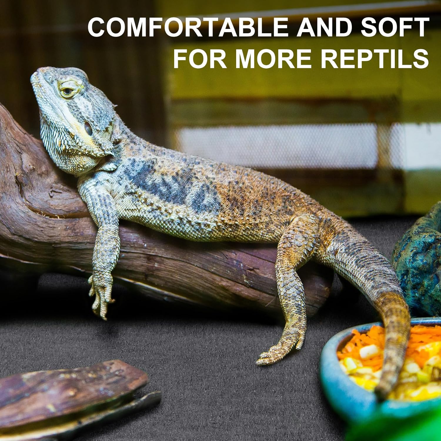 Haull 4 Pcs Reptile Carpet Pet Terrarium Floor Liners Bedding Substrate Liner Supplies Reptile Cage Mat Tank Accessories for Lizard Bearded Dragon Tortoise Snake Leopard (Black,47 x 24 Inch) - Image 3