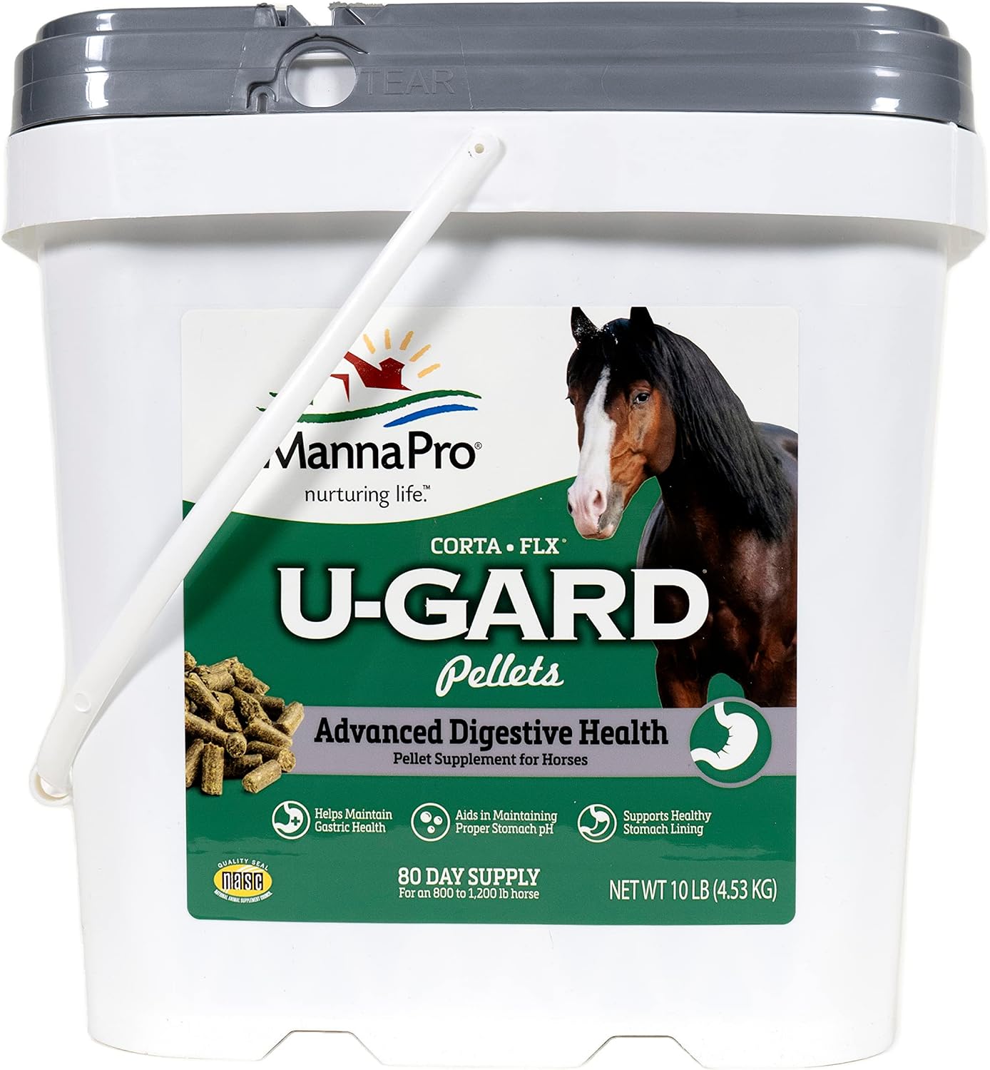 Corta-Flx U-Gard Pellets for Horses – Equine Digestive Health Supplement for Ulcer Prevention and Gastric Support – Nutritional Formula for Gut Health and Comfort – 10 lb Bucket