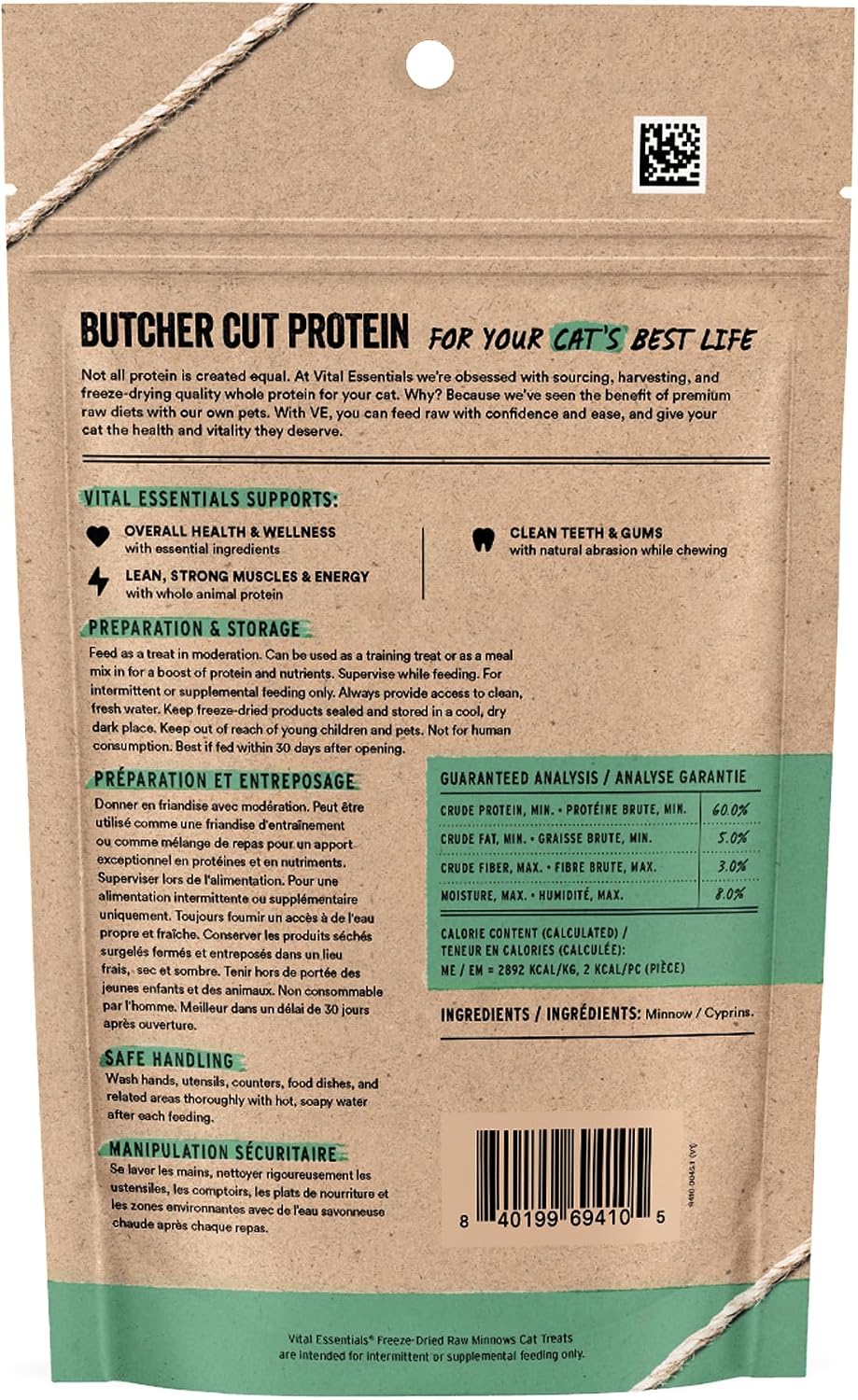 Vital Essentials Freeze Dried Minnows Cat Treats | Single Ingredient | Premium Quality | Grain Free, Healthy Treats for Cats, 1 oz Bag - Image 2
