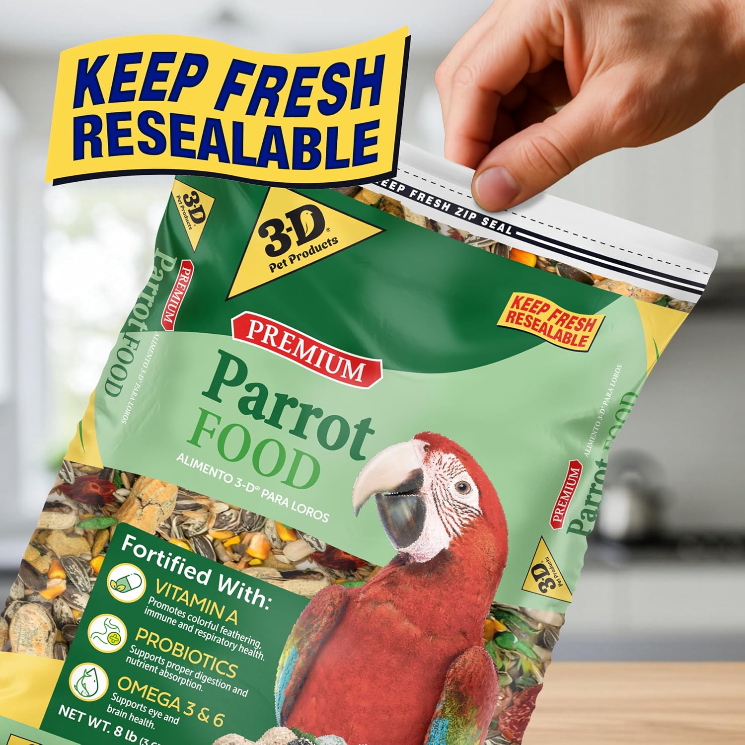 3-D Pet Products Premium Parrot Food, Seed Mix for Parrots, Cockatoos & Macaws, with Vitamins, Minerals & Probiotics, No Chemical Preservatives - Image 9