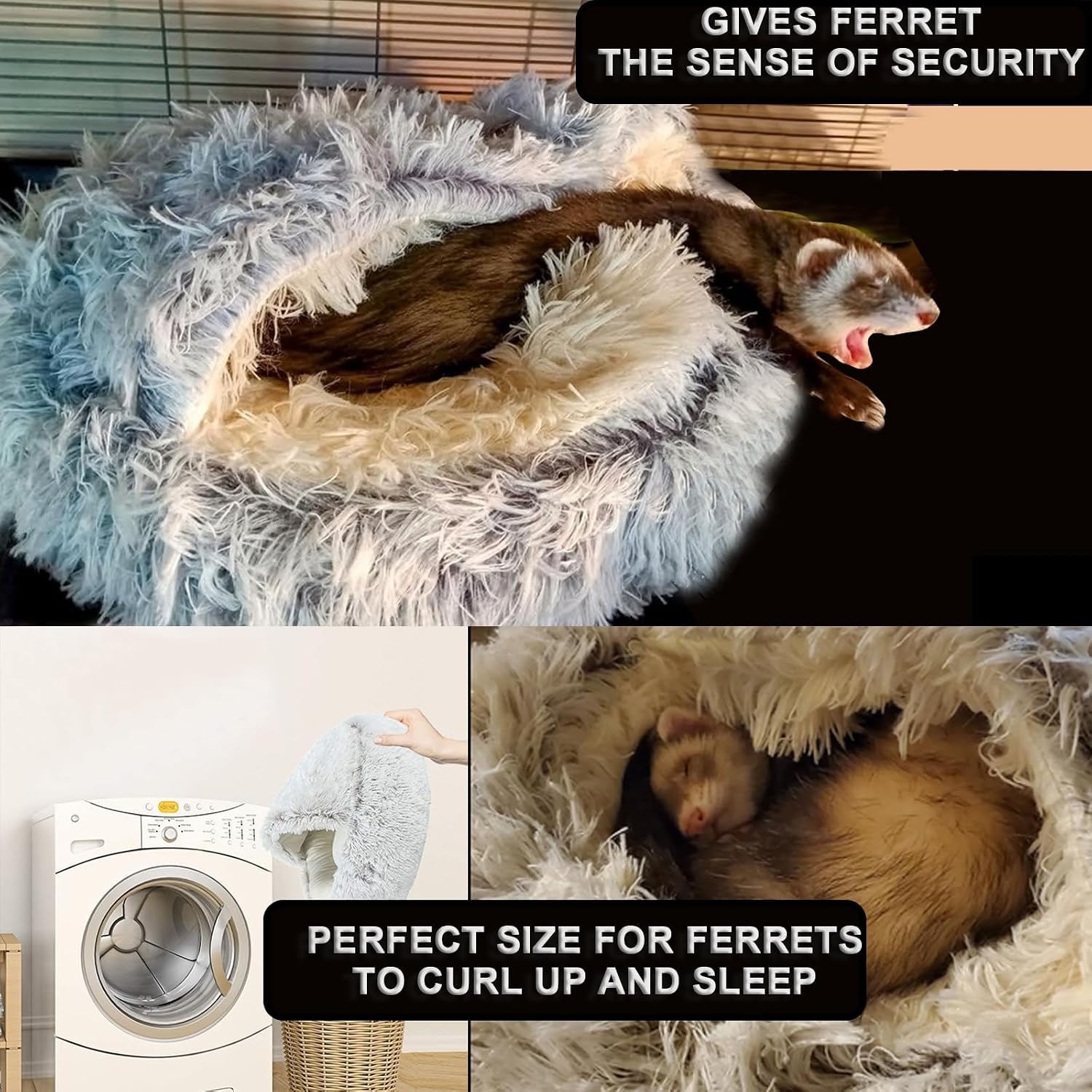 Ferret Bed Cave and Hideouts,Ferret Hideaway Bed Accessories for Cage Ferret Beds and Hideouts (Gray) - Image 2