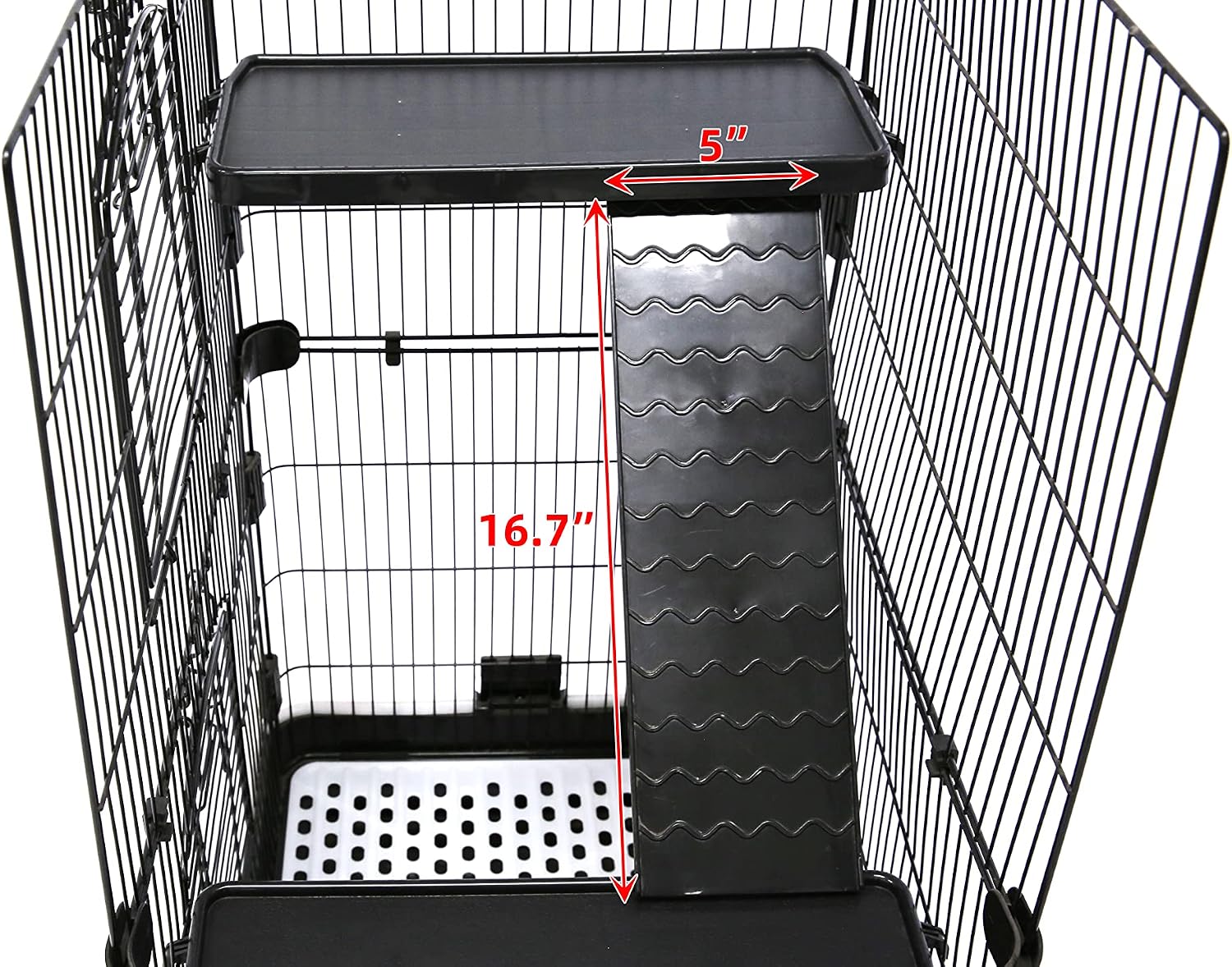 Homey Pet 3 Levels Chinchilla Ferret Pet Crate Small Animals Cages for Rat, Hamster, Guinea Pig, Squirrel, Include Caster Tray and Urine Guard (Black) - Image 3
