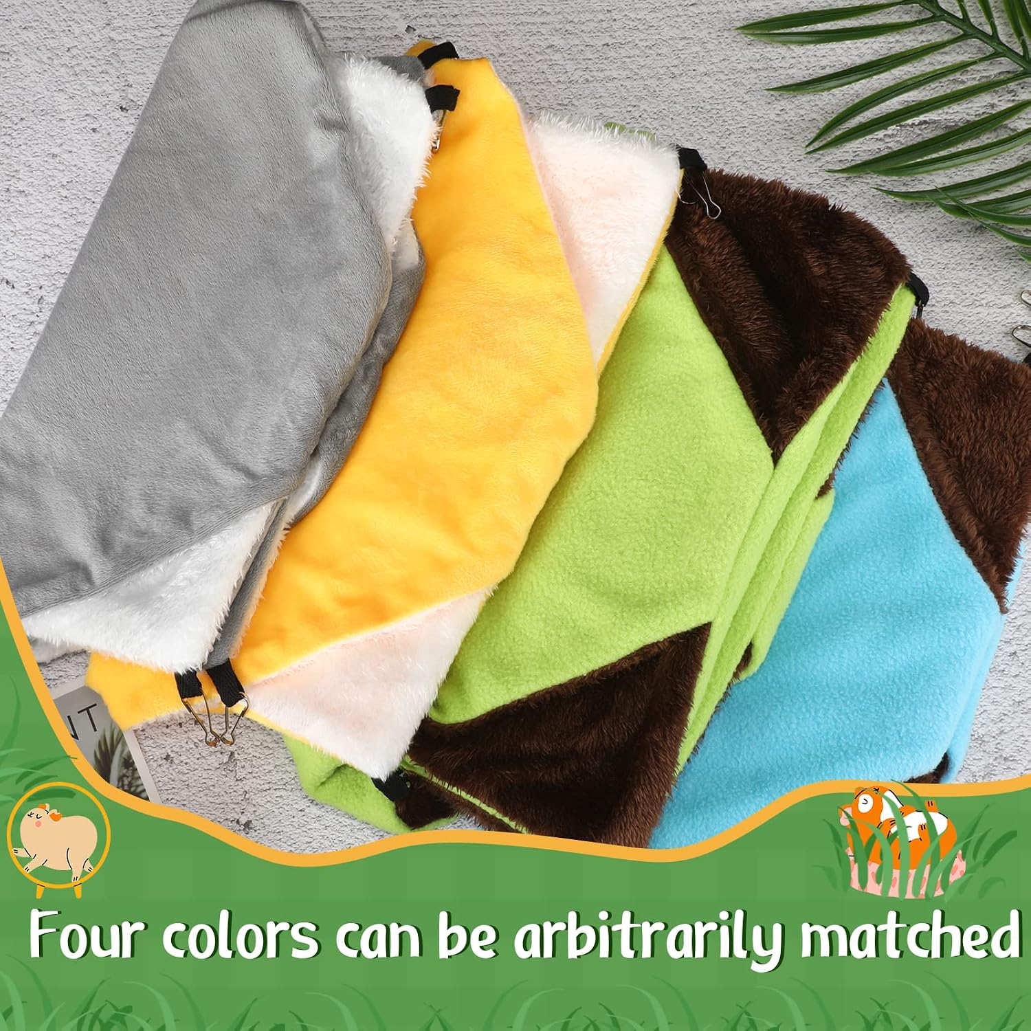 Nuogo 4 Pcs Rat Hammock for Cage Small Animal Hanging Ferret Hammocks for Rat Accessories Double Layer Ferret Bed for Guinea Pig Squirrel Chinchilla Playing and Sleeping(Classical) - Image 5