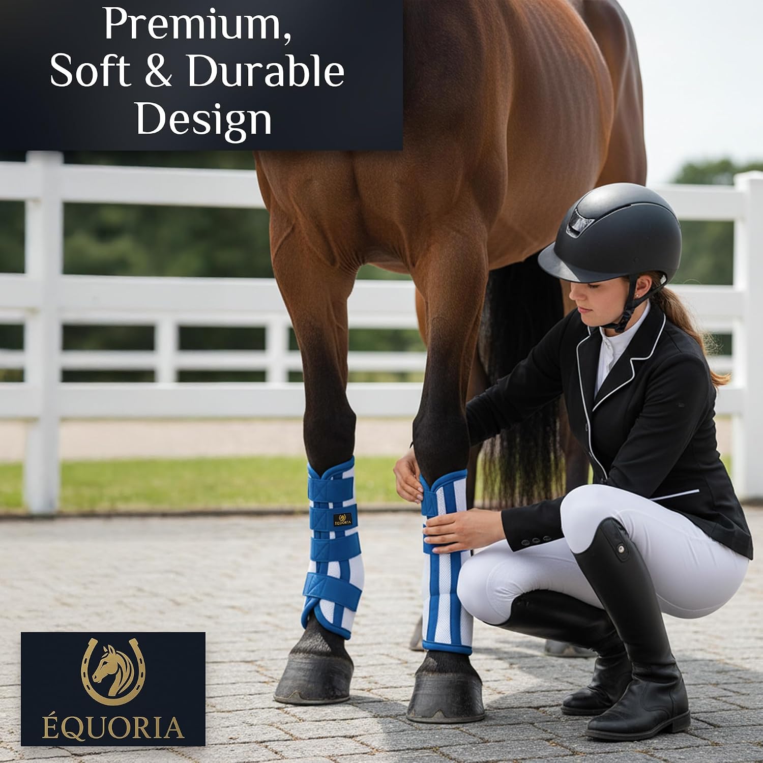 Premium Fly Boots for Horses (4 Pieces) –Durable and Comfortable Fly Leg Wraps for Big Horses – Protective Outer Mesh Design – Elegant and Breathable Set of 4 Horse Fly Boots - Image 3