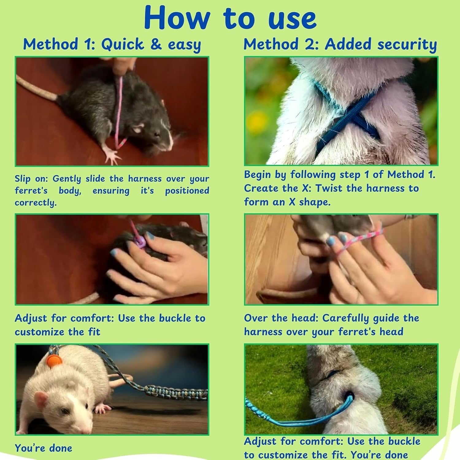 Ferret Leash Harness Adjustable Squirrel, Ferret Leash and Harness Sets for Ferrets Guinea Pig Chinchilla Rat Dragon Bearded Small Animal, Pet Squirrel Ferrets Accessories (Pink) - Image 7