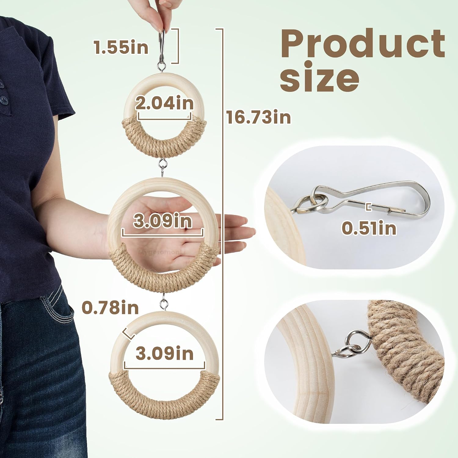 Mygeromon Sugar Glider Toys Climbing Ring Cage Accessories Squirrel Rat Wood Hanging Enrichment Supplies - Image 6