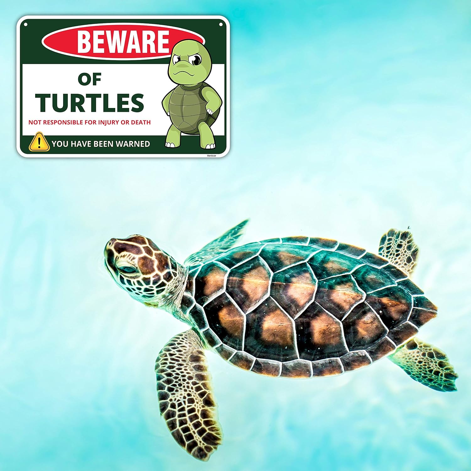 Venicor Turtle Sign Decor - 8 x 12 Inches - Aluminum - Turtle Gifts for Turtle Lovers Women - Pet Turtle Tank Aquarium Accessories Habitat Decorations Stuff - Image 7