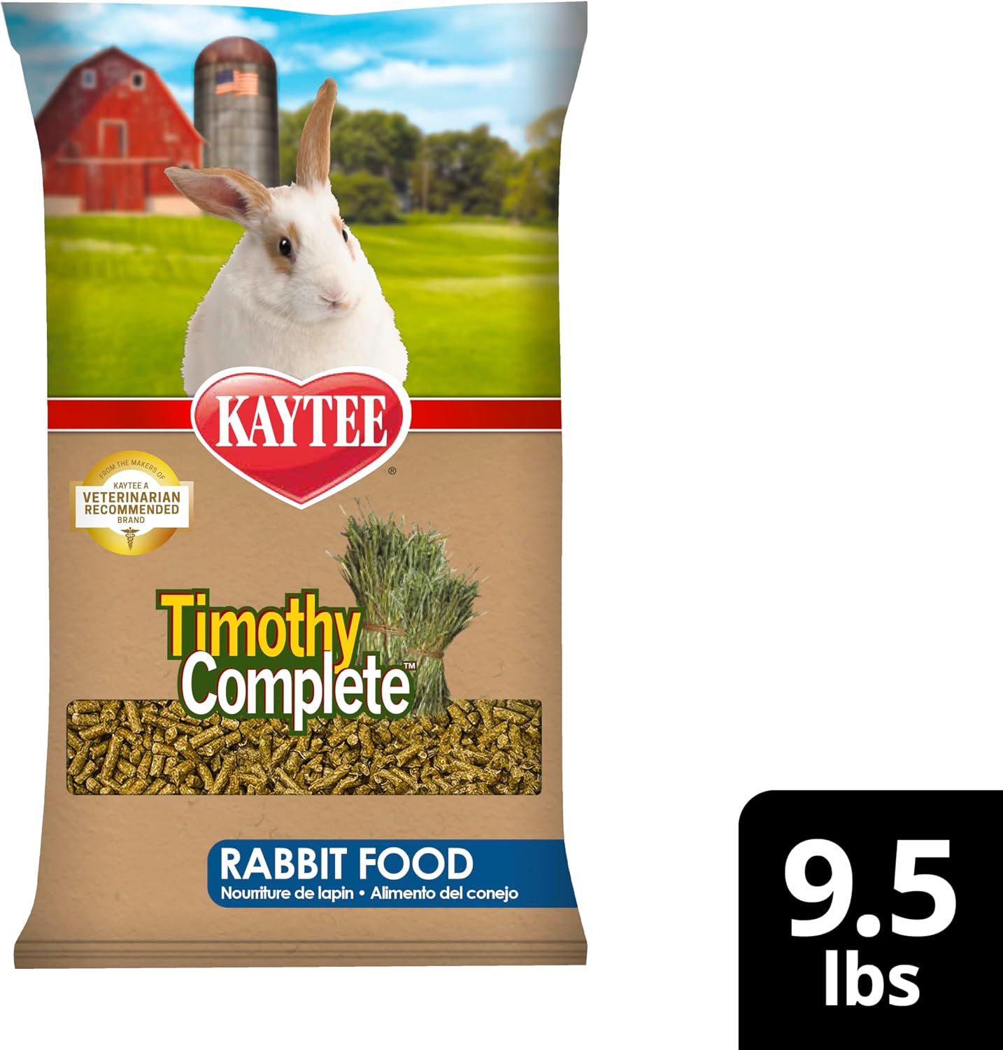 Kaytee Timothy Complete Rabbit Food, Made with Timothy Hay, High in Fiber, Supports Dental Health and Digestion, 9.5 pounds - Image 11