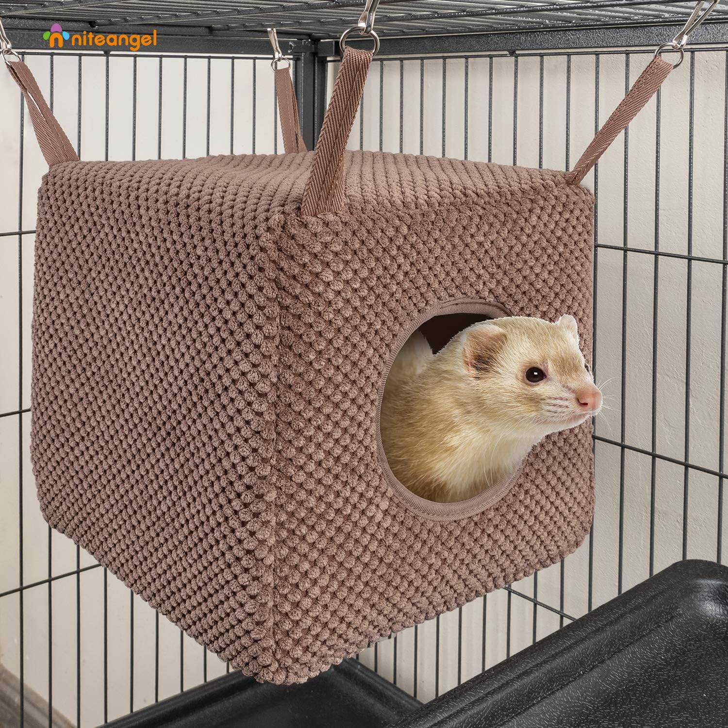 Niteangel Ferret Cozy Swing Hammock - Hanging Beds for Ferrets Rats Chinchilla Sugar Gliders or Other Small Animals (Chocolate) - Image 6