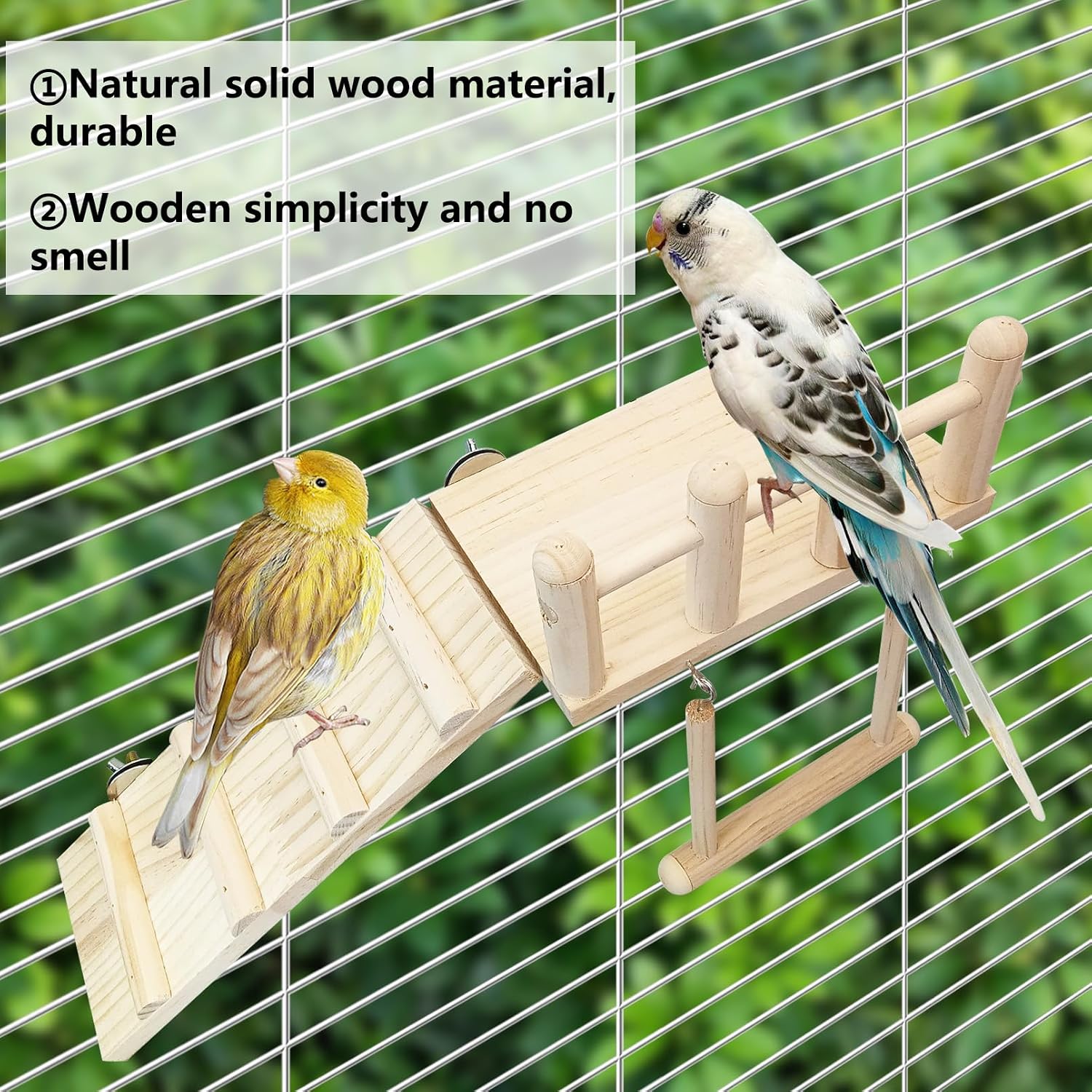Hamiledyi 13Pcs Parrot Swing Chew Toys Bird Perches Platform with Climbing Ladder Hanging Cage Accessories for Parakeet, Conure, Finch, Lovebirds, Budgie, Canary Standing - Image 6