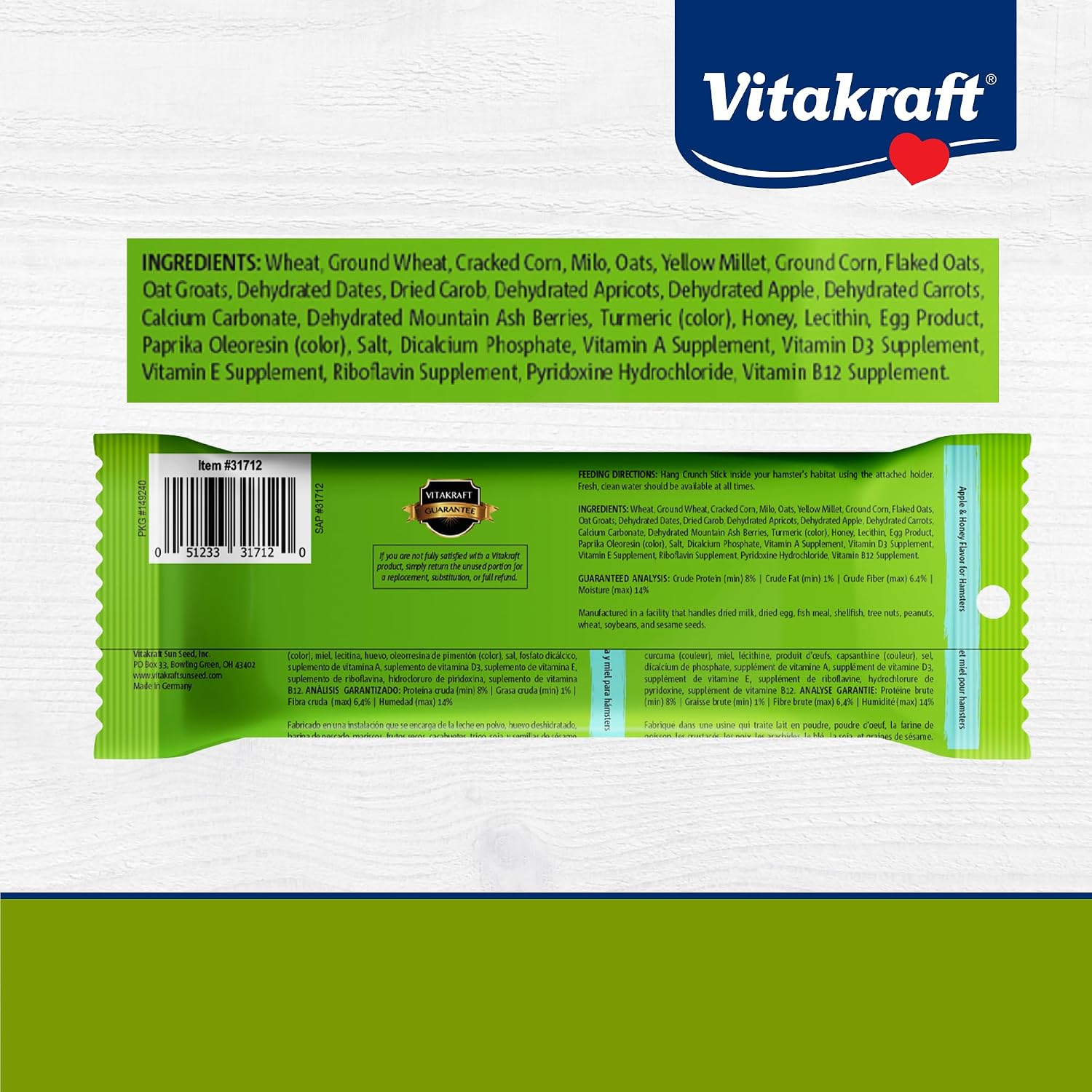 Vitakraft Crunch Sticks Hamster Treats Apple and Honey Flavor 2 Pack - Wholesome Crunchy Chew Sticks for Hamsters and Gerbils - Enrichment Chew Toy with Natural Wood Core - Image 7