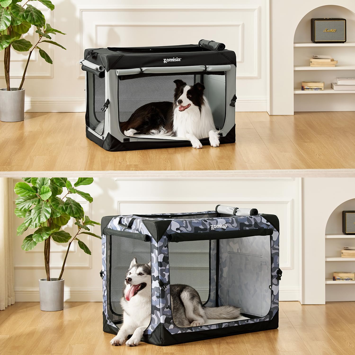ZOMISIA 36 Inch Collapsible Dog Crate for Large Dogs - Portable Dog Travel Crate Soft Sided with Breathable Mesh Windows, Foldable Dog Kennel for Indoor and Outdoor, Grey - Image 7