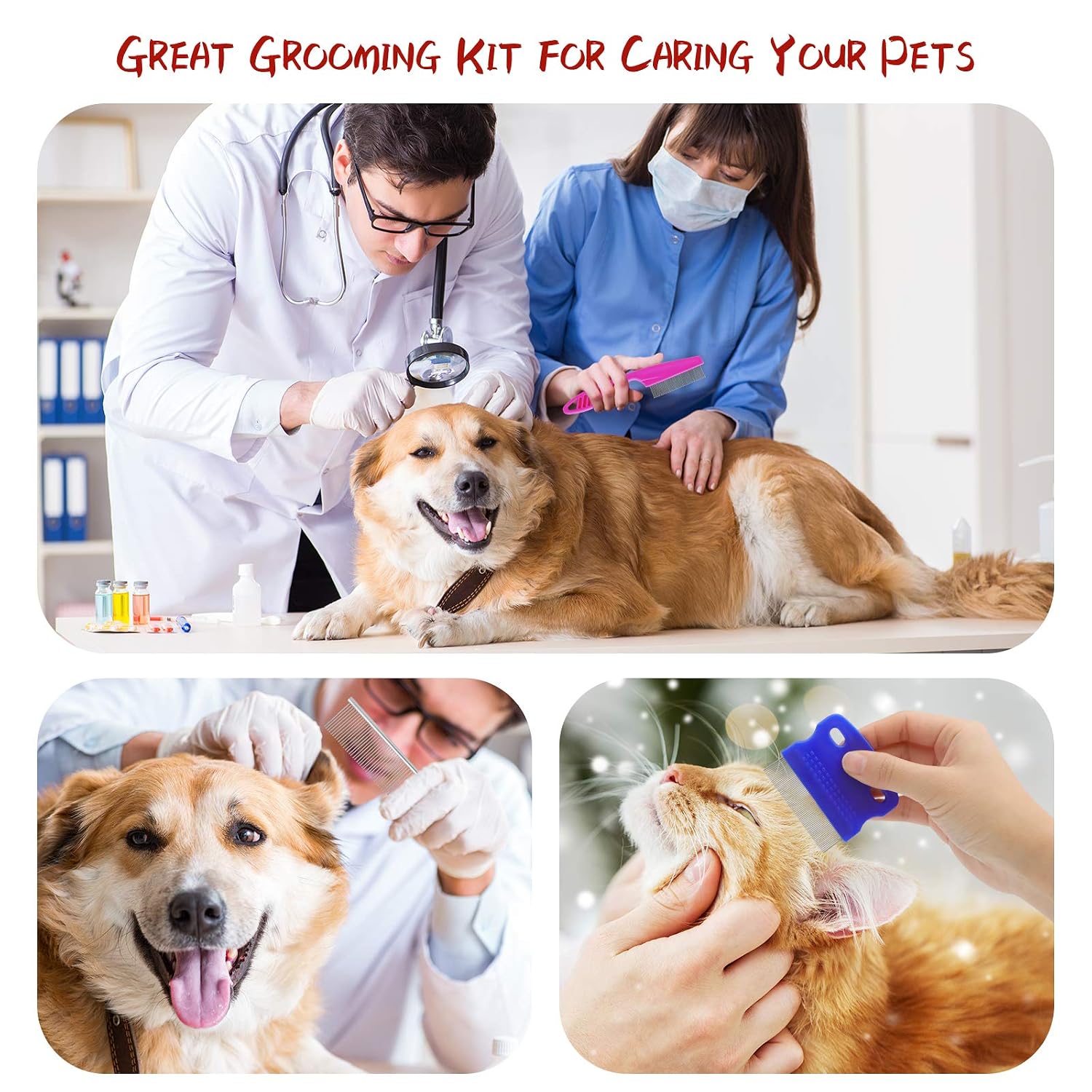 GUBCUB Pets Grooming Comb Kit for Small Dogs Puppies For Tear Stain Remover, 2-in-1 with Round Teeth to Remove Knots Crust Mucus - Image 4