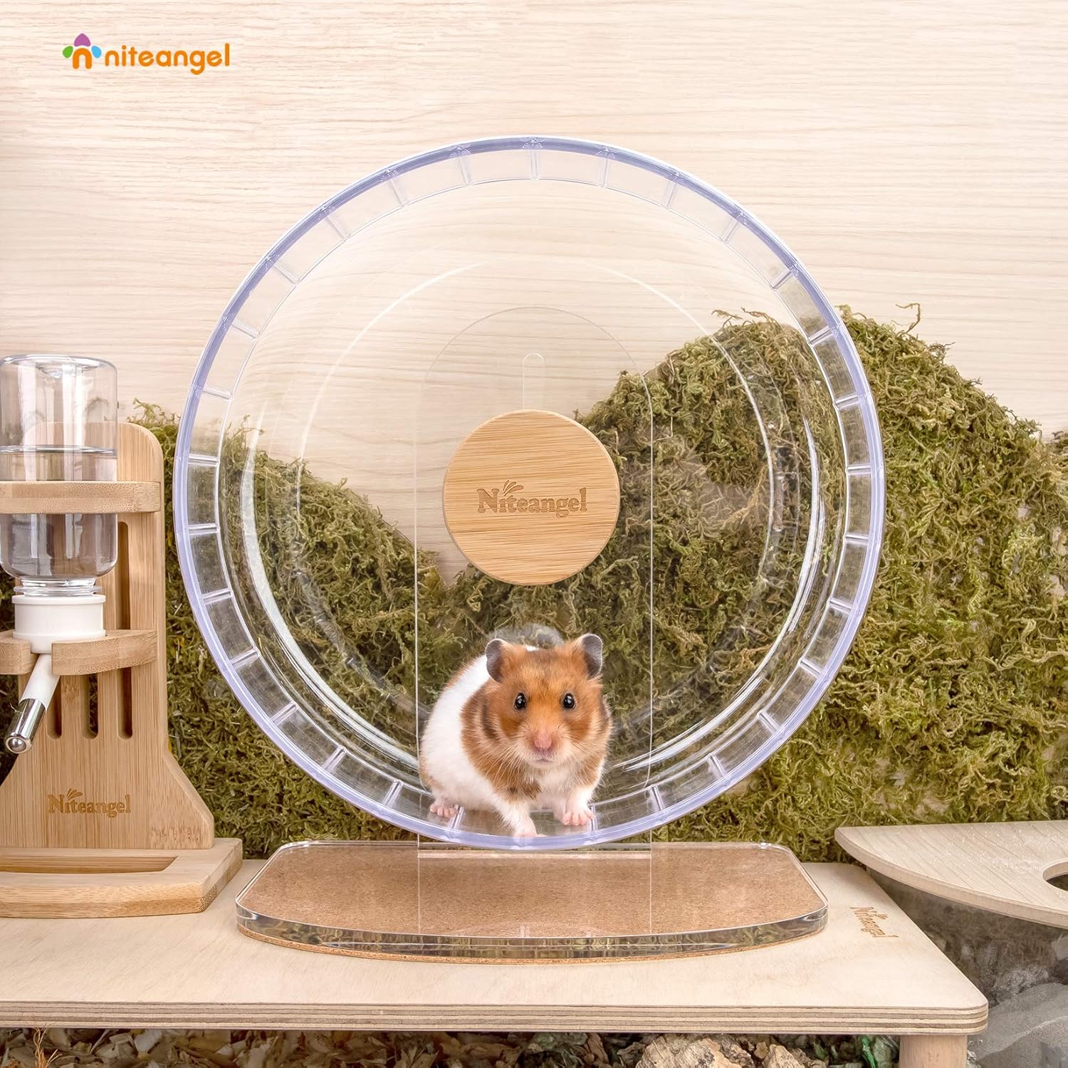 Niteangel Super-Silent Hamster Exercise Wheels - Quiet Spinner Hamster Running Wheels with Adjustable Stand for Hamsters Gerbils Mice Or Other Small Animals (M, Transparent) - Image 4