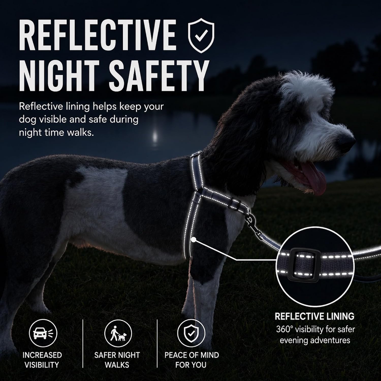 ShawnCo Dream Walk Pro Dog Harness- No-Pull, Comfortable, Adjustable, Easy to Use Pet Halter to Help Stop Pulling for Small, Medium and Large Dogs (Driftwood, Large) - Image 6