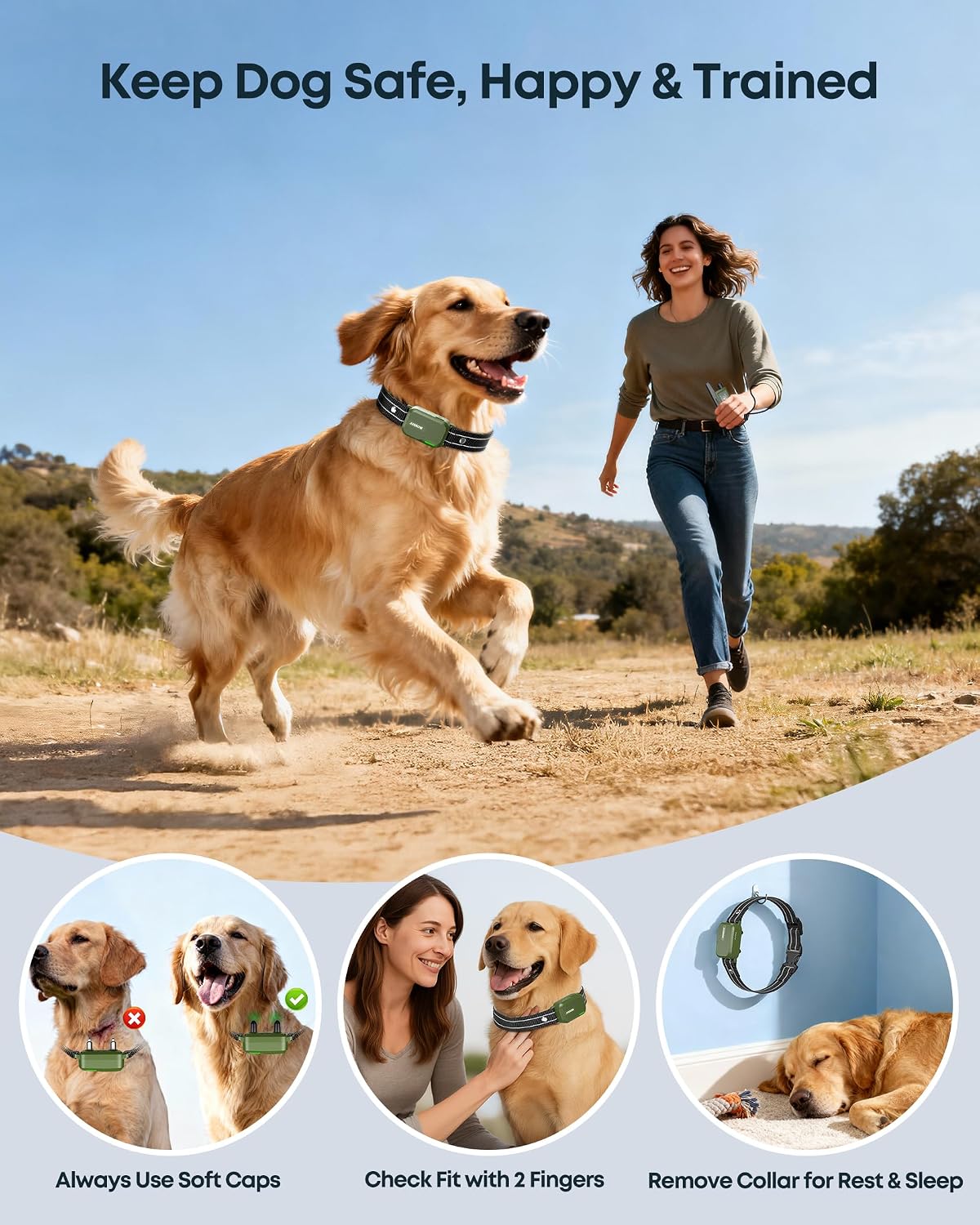 Dog Shock Collar - 4500FT Dog Training Collar with Remote, IPX8 Waterproof Electric Dog Collar with 4 Training Modes, Security Lock, Rechargeable eCollar for 10-120lbs Small Medium Large Dogs - Image 8
