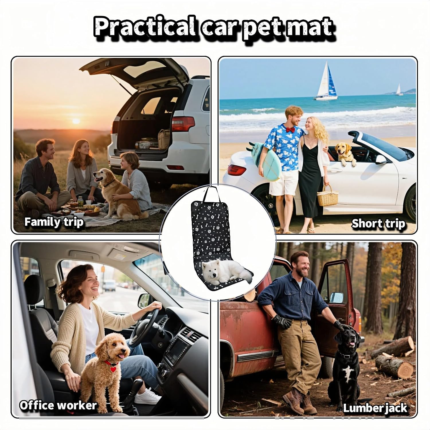 Waterproof Pet Car Seat Cover for Dogs&Cats,Non-Slip Oxford Fabric Hammock,Easy Clean Travel Mat for Front & Back Seat, Adjustable Buckle Design,19.29x17.3 Inch,Heavy Duty Dog Car Seat Protector - Image 6