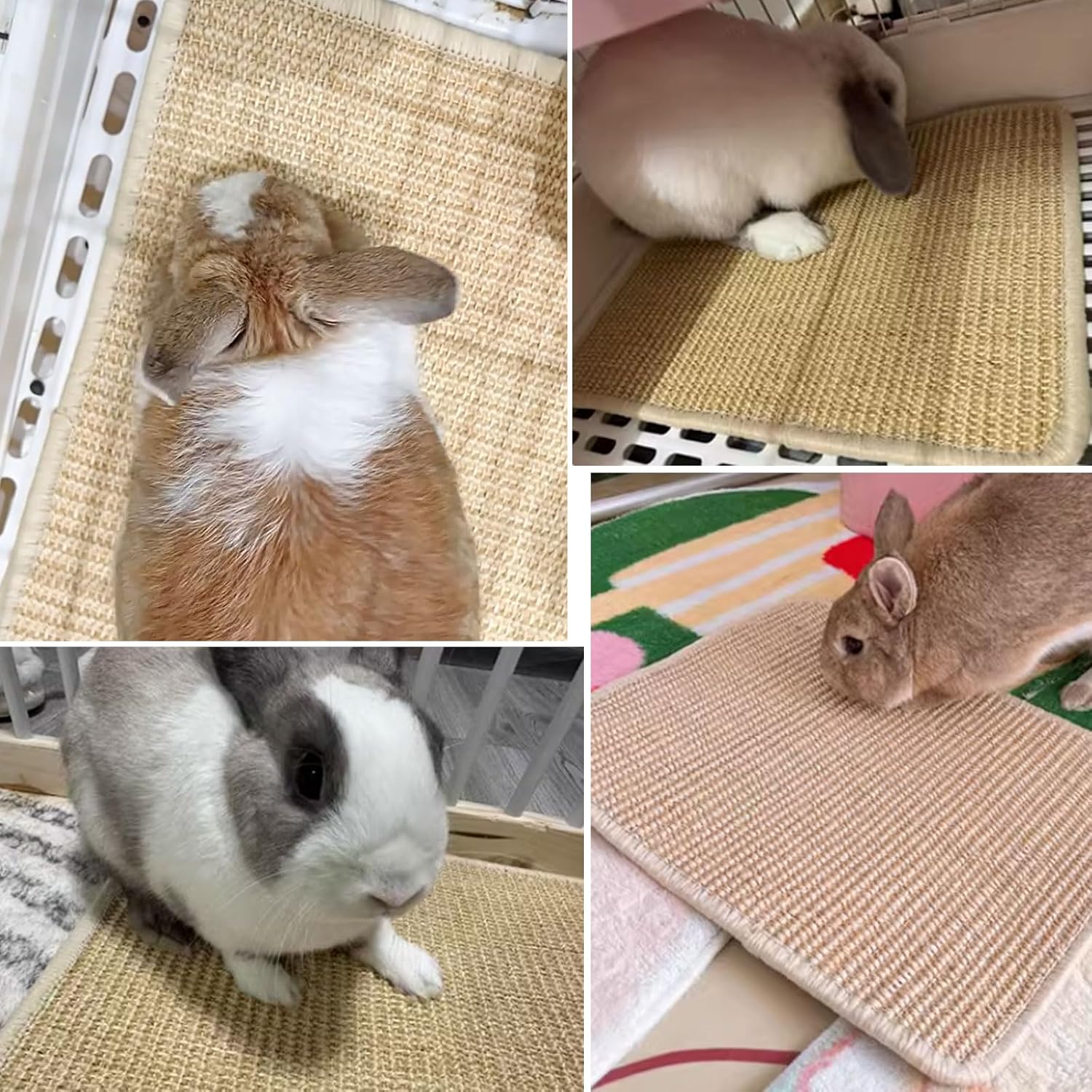 Oncpcare 2PCS Rabbit Scratch Mat Natural Bunny Scratching Pad Claws and Teeth Care Rabbit Mats for Cages Chew Toys for Bunny Pet Cage Bedding for Biting Sleeping Nesting, 16x12 - Image 6