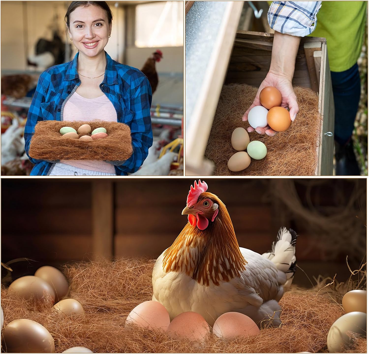 Yerliker 3 Pack Chicken Nest Box Pads Laying Hen Nesting Box Liners Nesting Pads Natural Coconut Fiber for Chicken Coop Bedding Fit Most Nest Boxes - Image 6