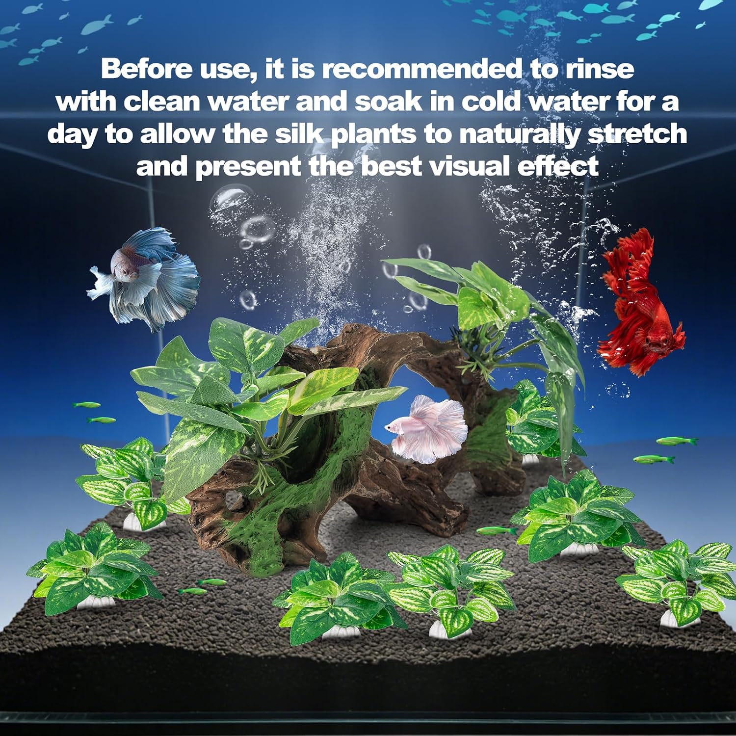 8 Pcs Driftwood Cave Aquarium Decor Decor Silk Aquarium Plants Leaves are Soft and Safe for Aquarium Decoration and Fish Tank Decoration - Image 3